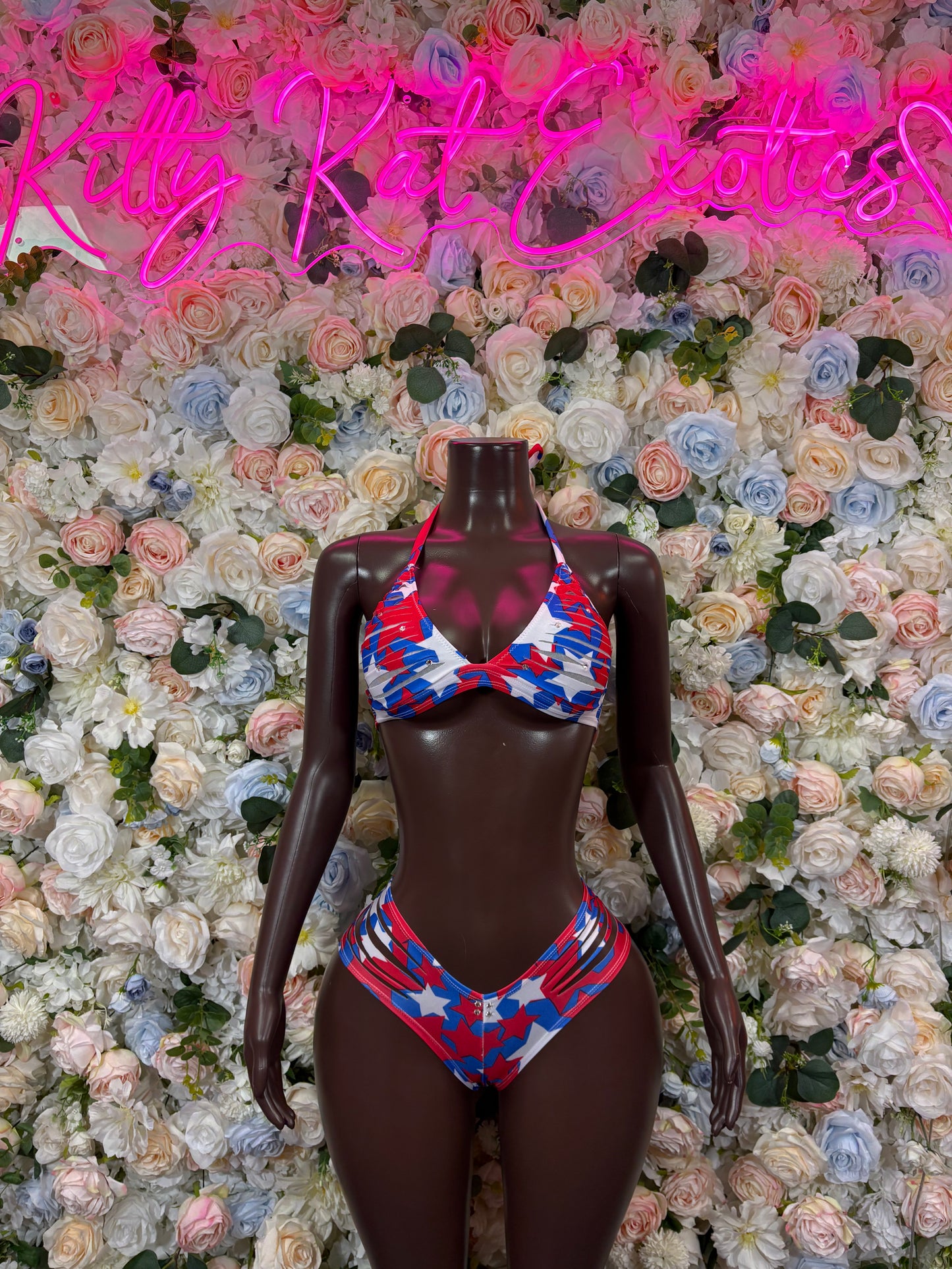 4th of a July American Flag Stars Two-Piece Bikini – Patriotic Bartender Beach Swimwear
