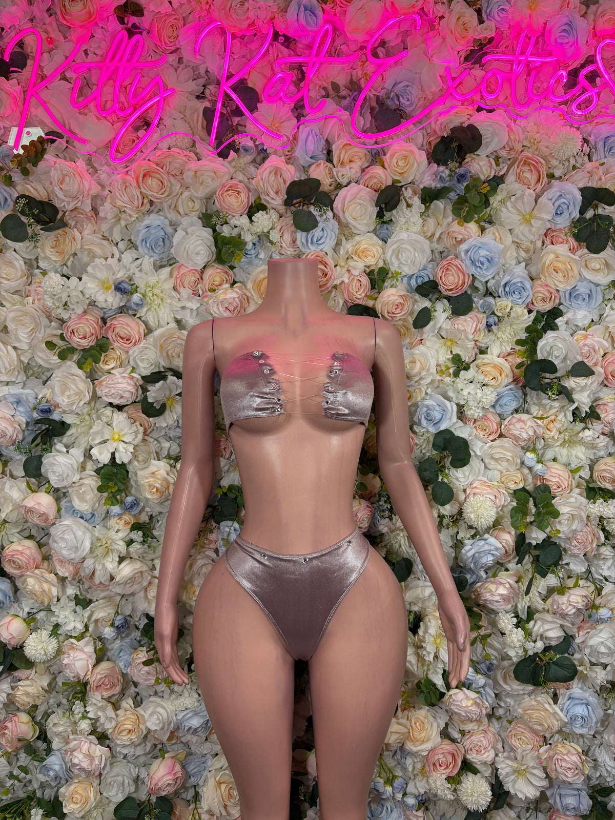 Nude Velvet Two Piece Rave Outfit – Festival, Dancewear, Clubwear
