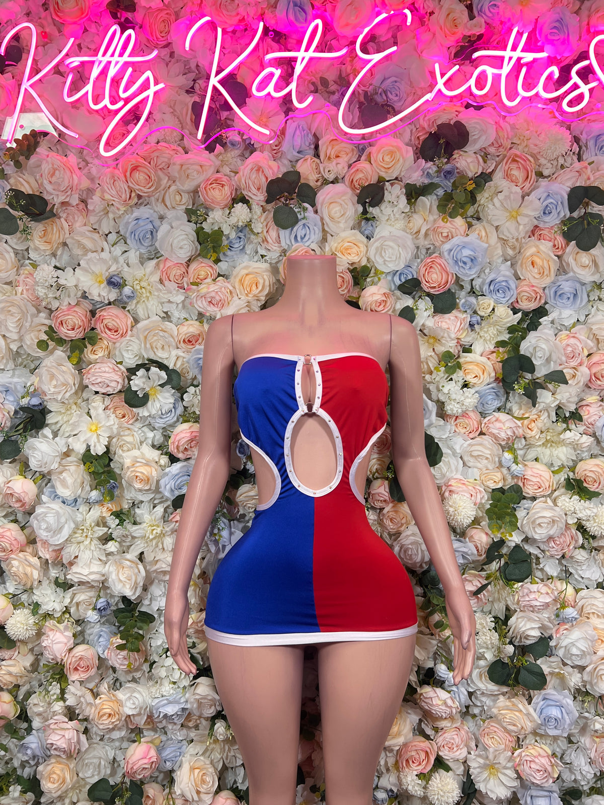 Dominican Flag Dress – One Piece Outfit, Parade Costume, Festival Rave Wear