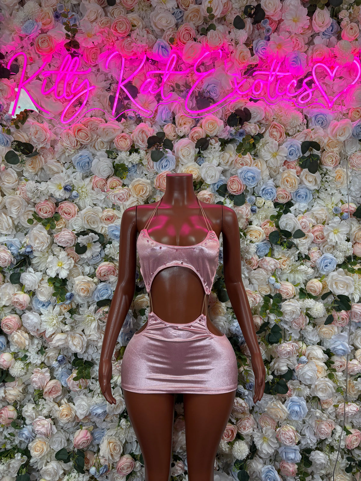 Pink Velvet Bodycon Mini Dress | Festival Clothing Club Dress