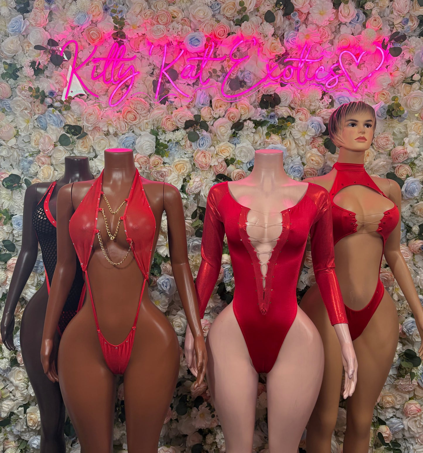 Red Bodysuit Rave Festival Outfit Women - Exotic Dancewear Stripper Clubwear Bottle Girl Ravewear