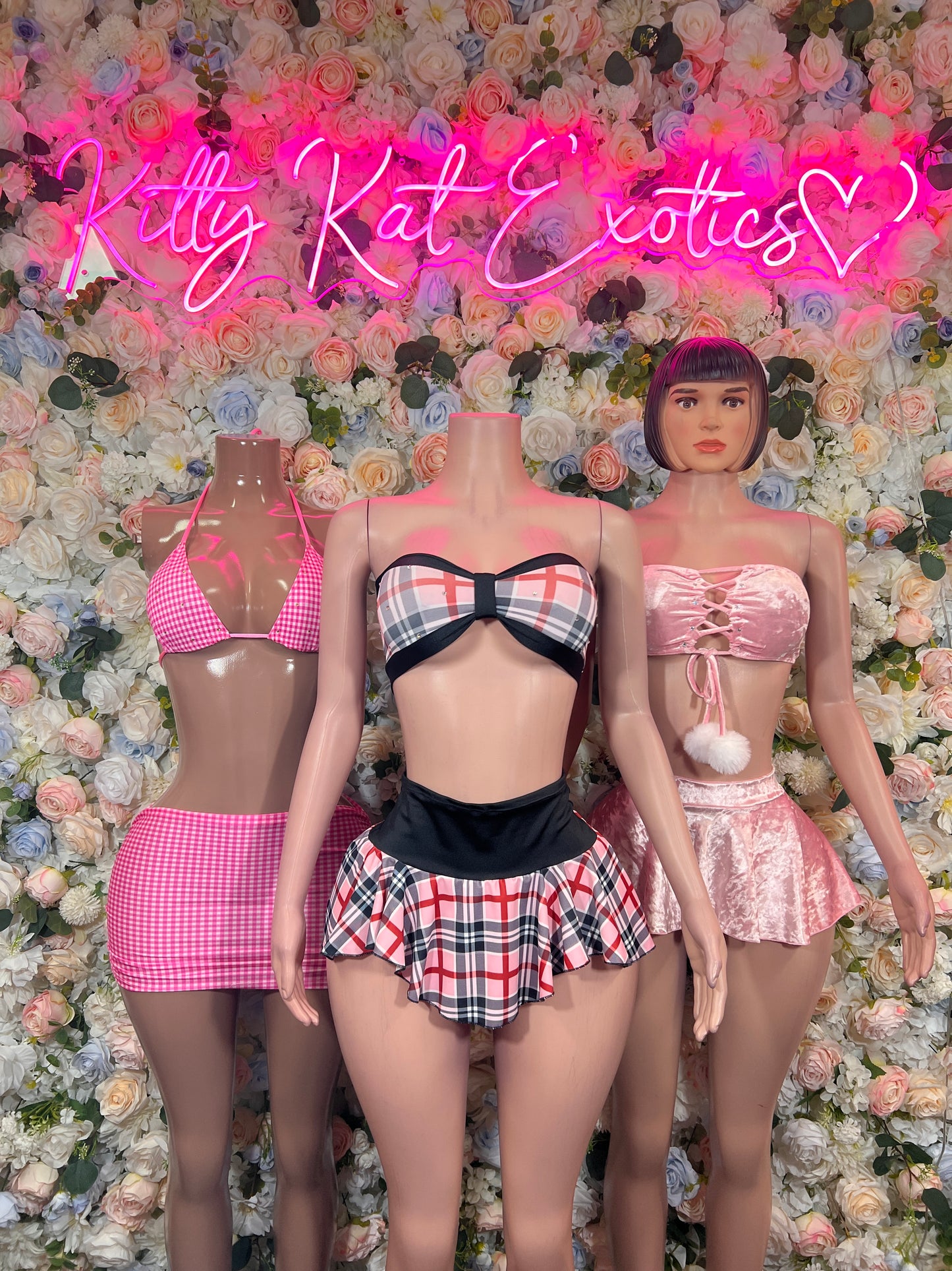 Pink Plaid Two Piece Skirt Rave Wear