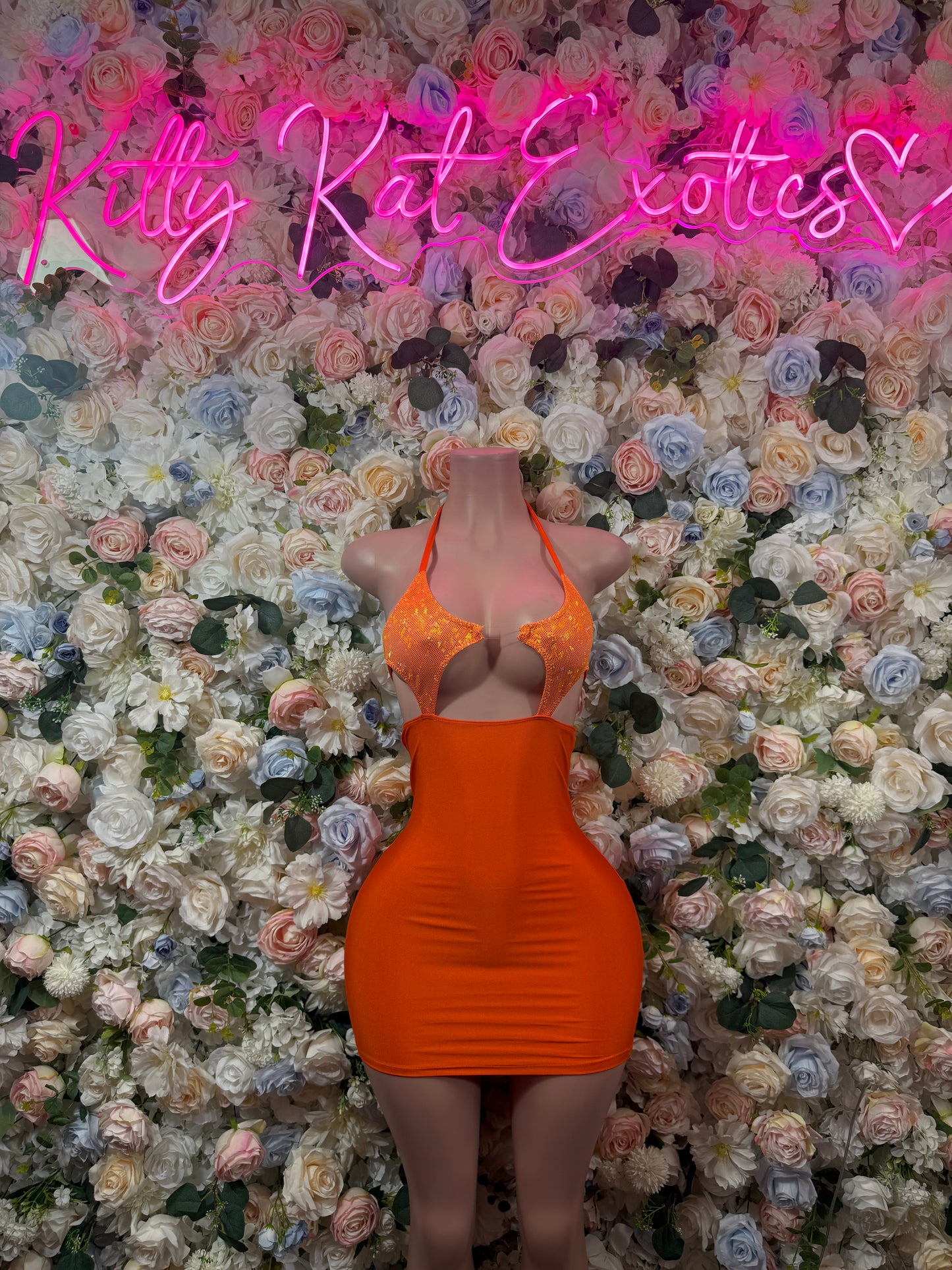 Women’s Orange Dress   – Exotic Dancewear Ravewear
