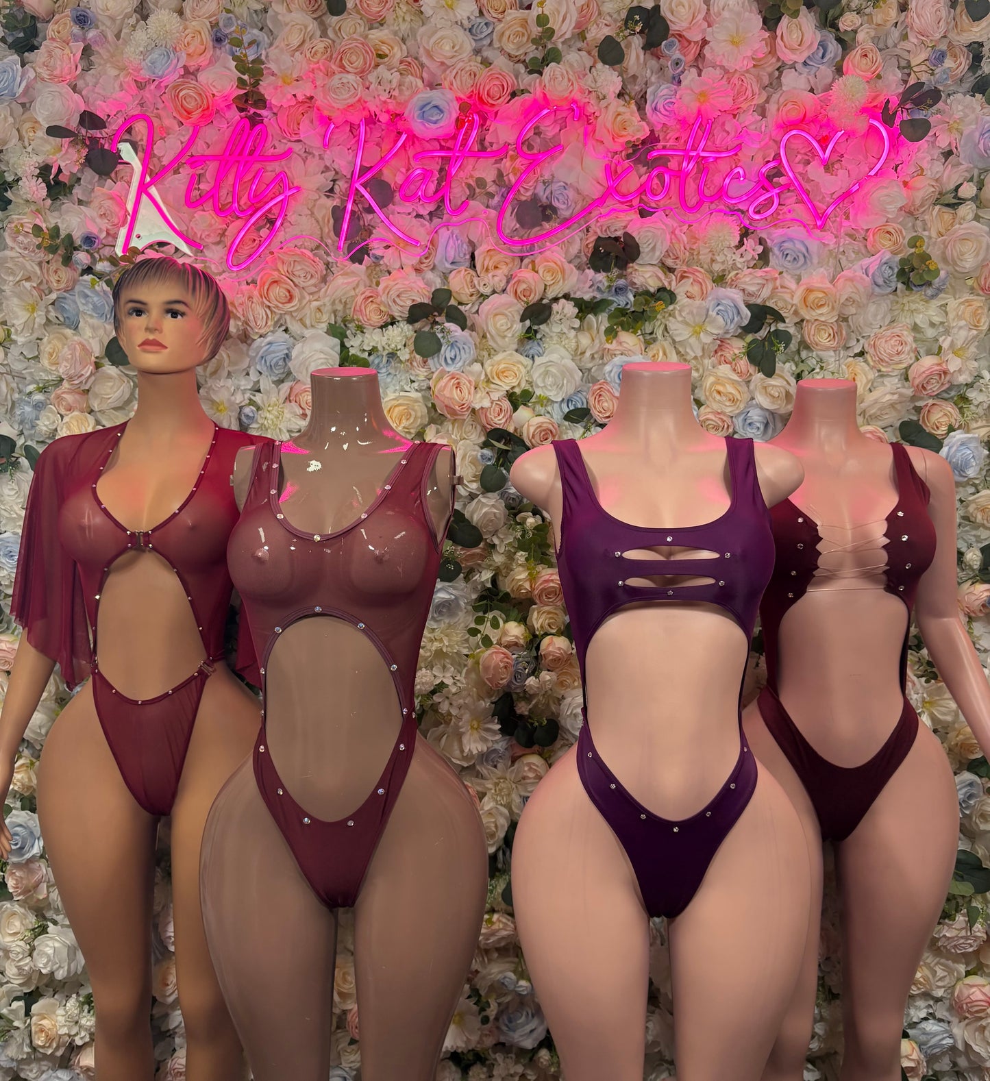 Burgundy Bodysuit Rave Festival Outfit - Exotic Dancewear