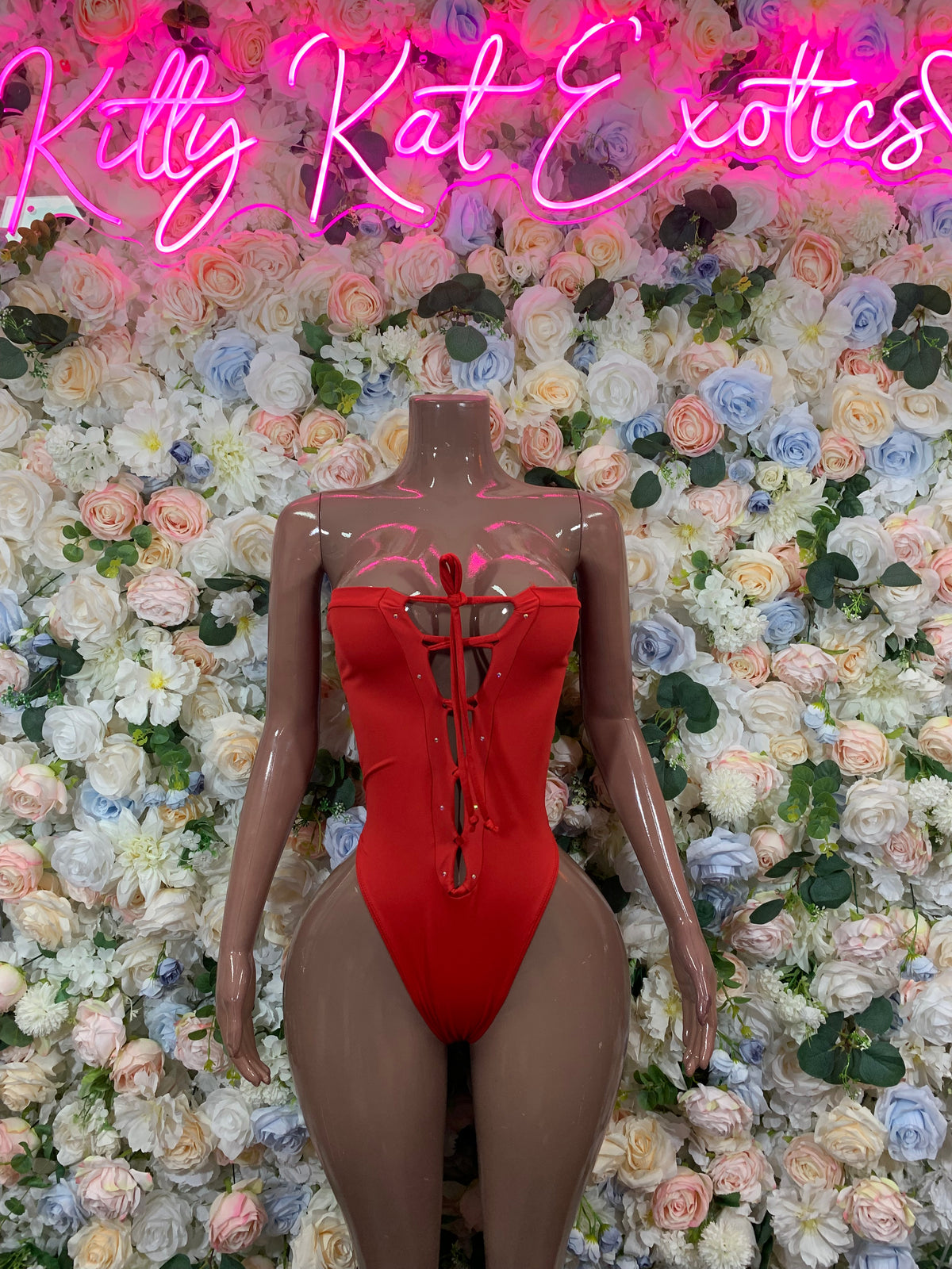 Bottlegirl Red Bodysuit - Bottle Service Outfit Bartender Rave Festival Clubwear One Piece Dancewear