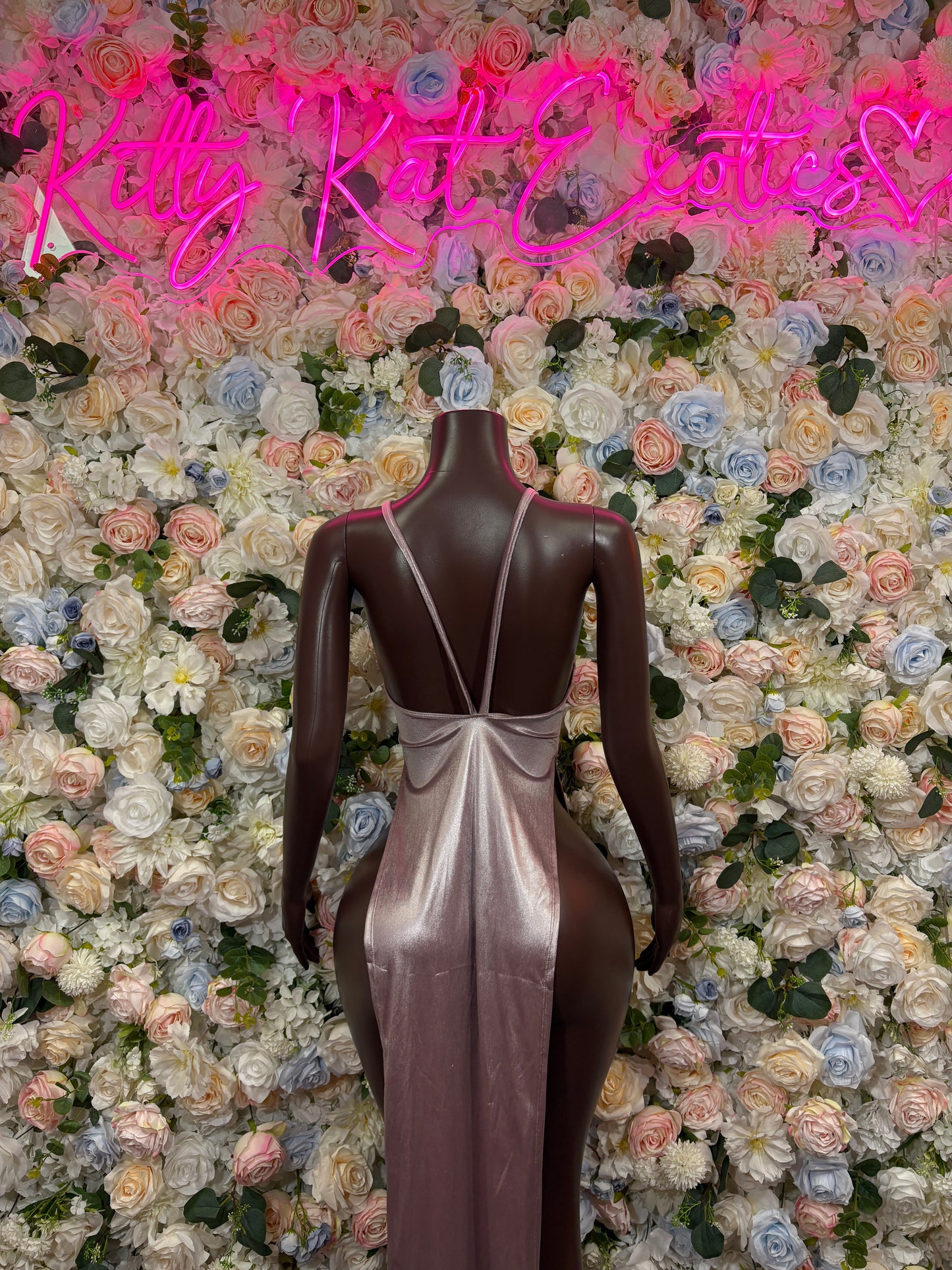 Rose Pink Gown - Elegant Exotic Dancewear, Formal Evening Dress, Date Night Maxi Gown