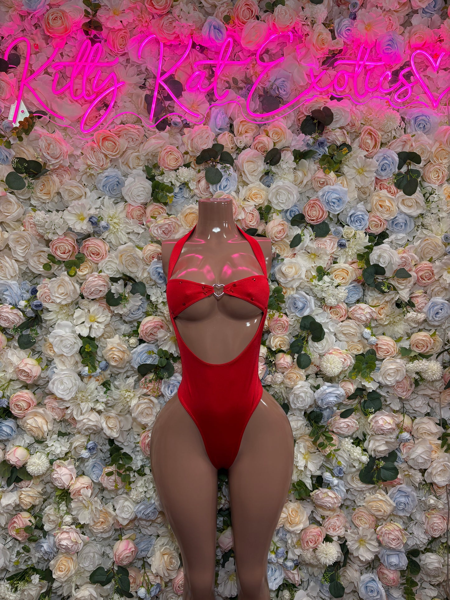 Red One Piece Bodysuit Exotic Dancewear Rave Festival Outfit