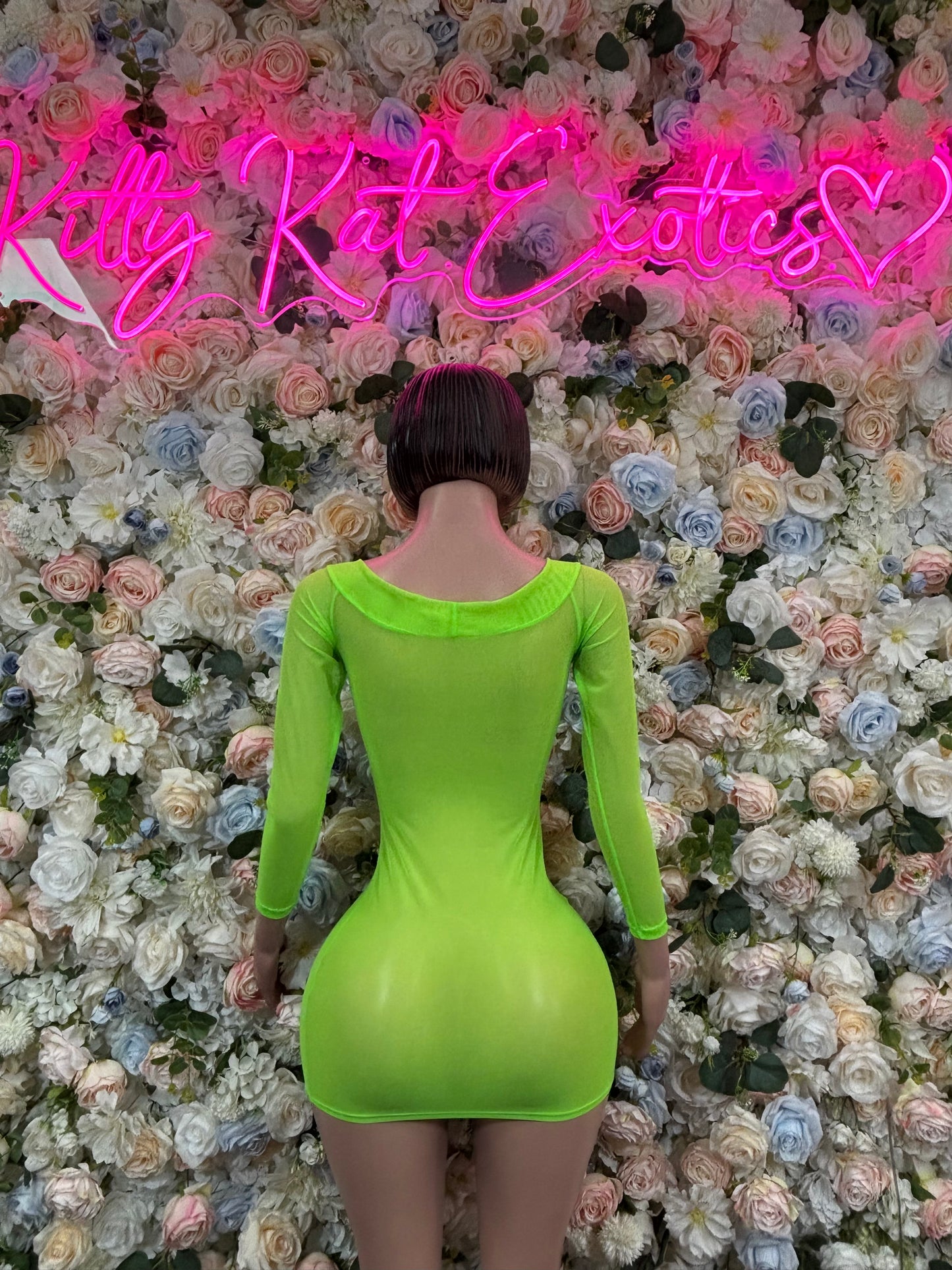 Neon Green Dress - Sexy Formal Evening Dress, Exotic Dancewear, Date Night Outfit, Rave Festival Clubwear