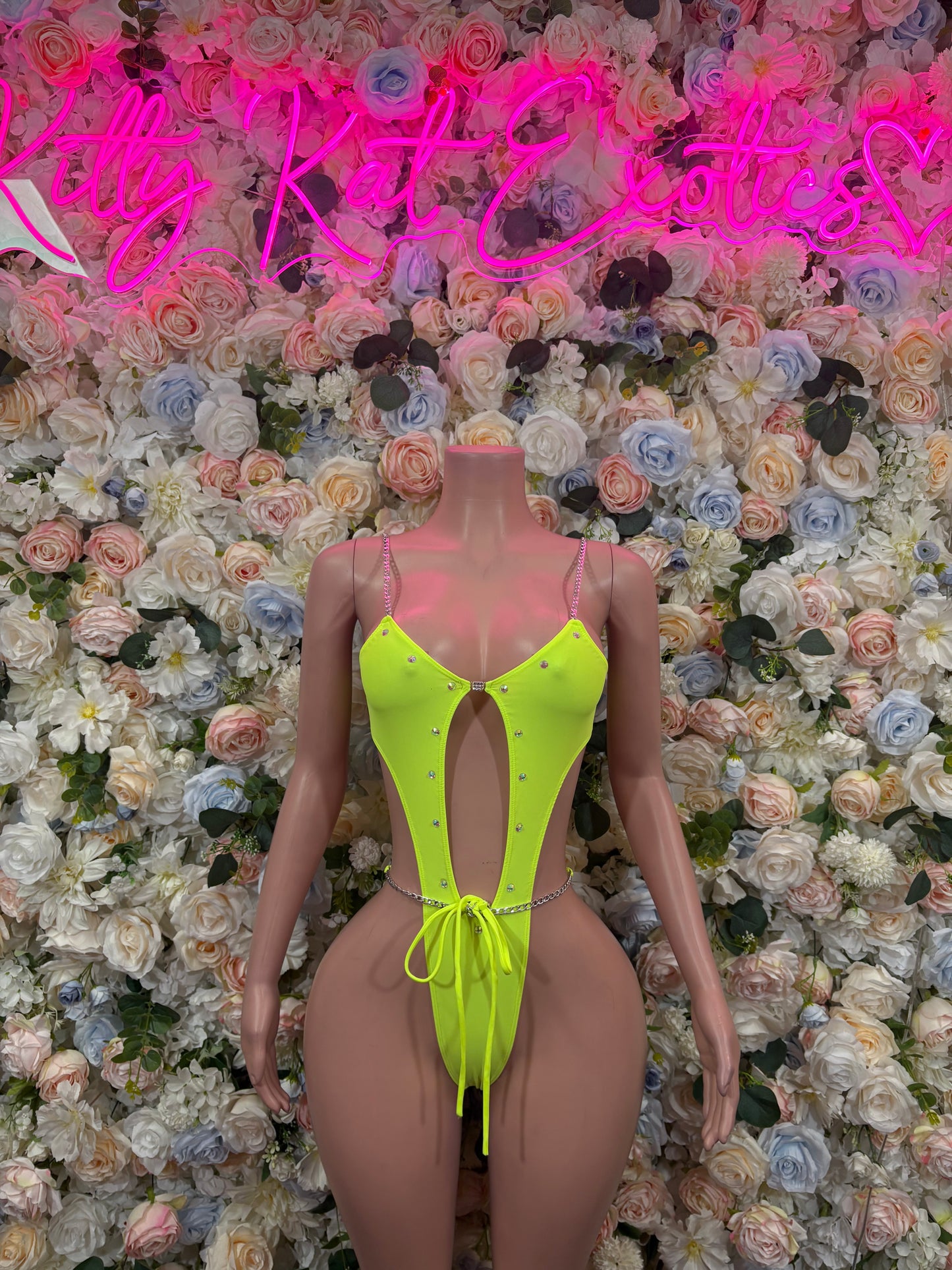 Exotic Dancewear One-Piece Bodysuit - Neon Green Raves, & Festival Clothing