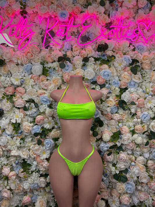 Women’s Bikini Neon Green Two Piece Set Ravewear –  Dancewear Outfit