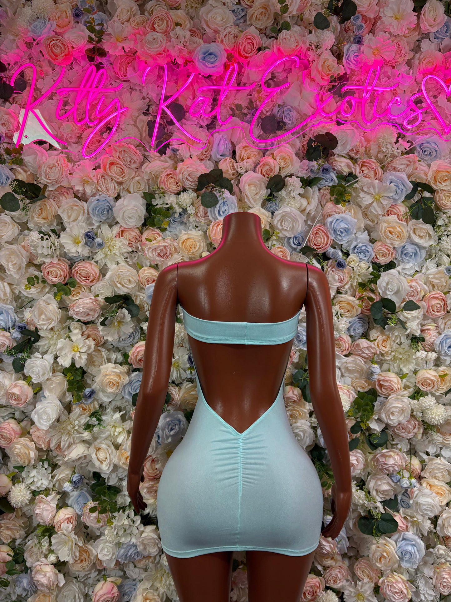 Turquoise Dress One Piece  - Bartender Bottlegirl Outfit Exotic Dancewear Festival Outfit Rave