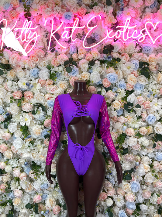 Bottlegirl Bodysuit Purple - One Piece Bartender Outfit