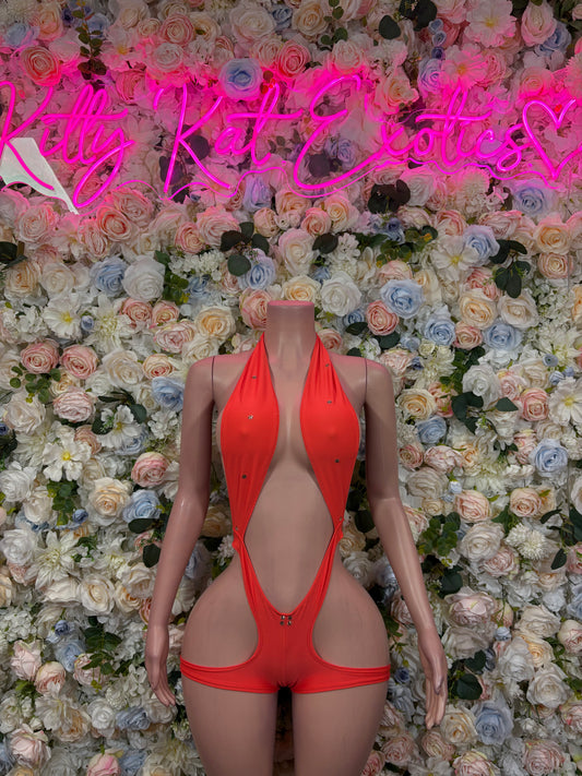 Women’s Bodysuit Orange One-Piece Bodysuit – Summer Festivals & Rave Wear Dancewear