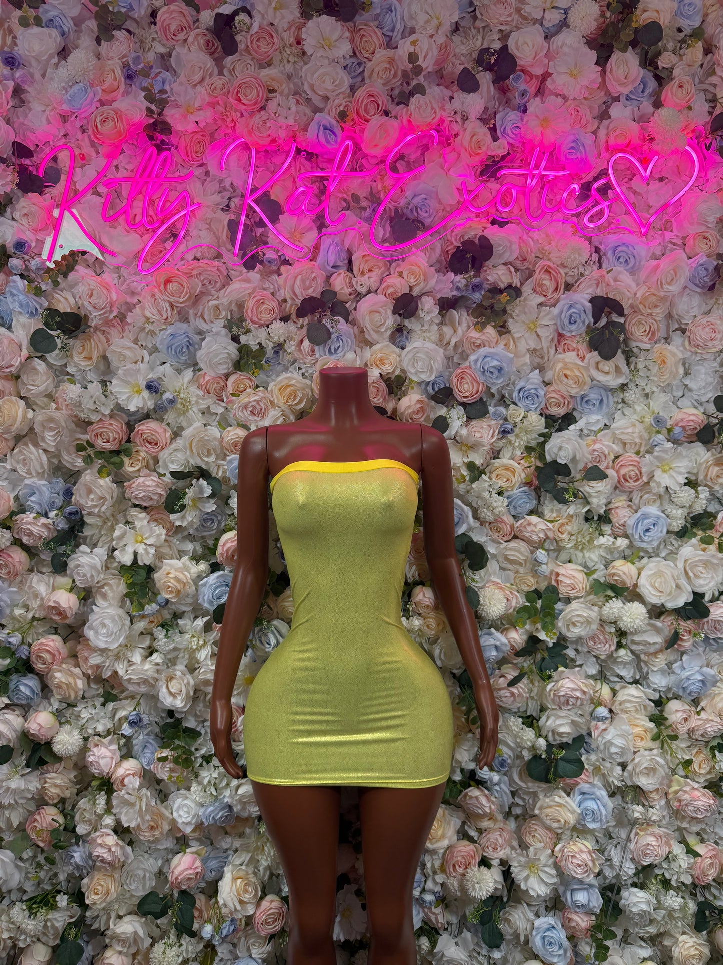 Yellow Metallic  Dress Ravewear - Sexy Clubwear Outfit for Women, Festival Party Dress, Date Night Clubbing Bodysuit Style