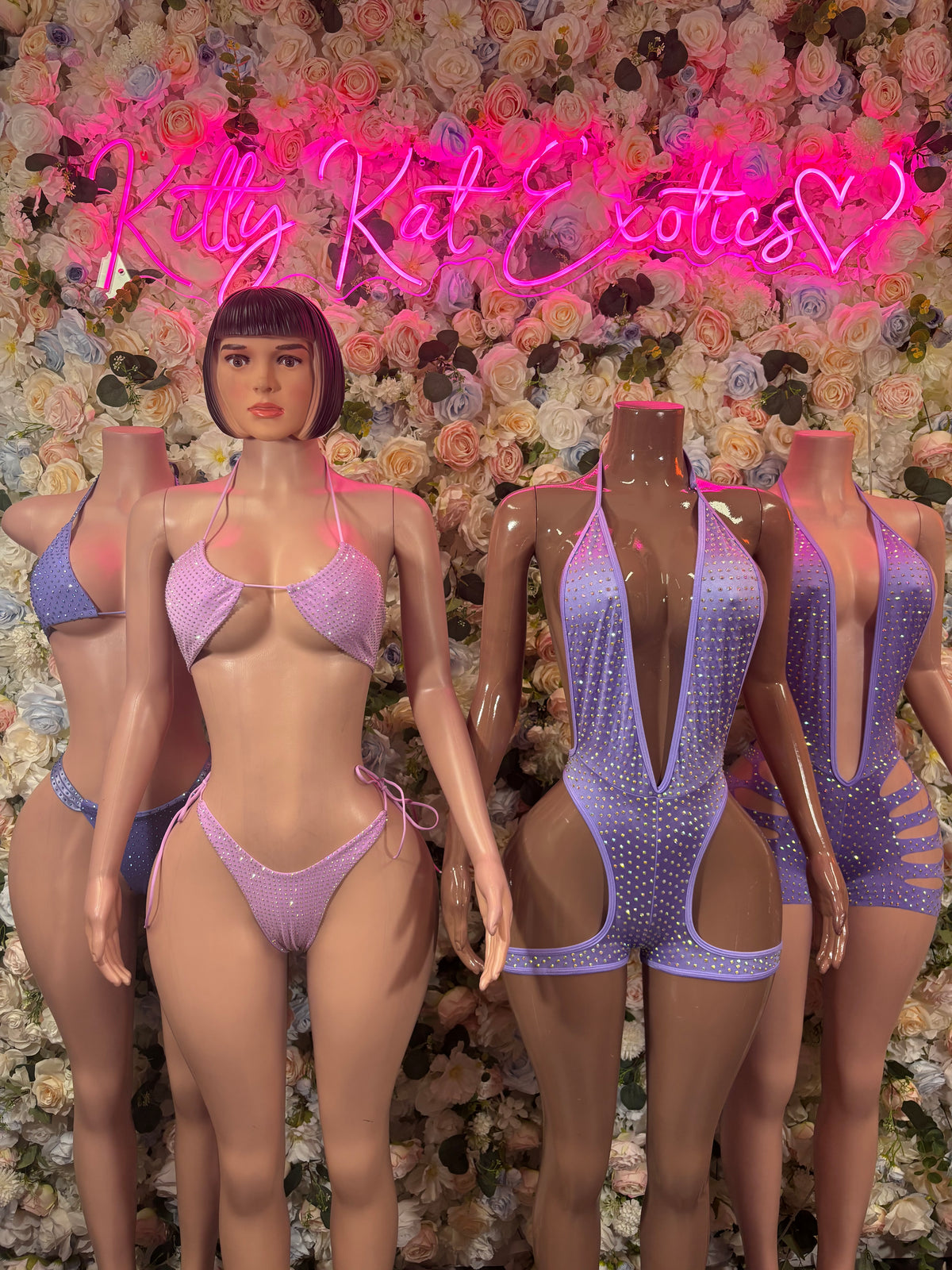 Purple Rhinestone Bikini Set Exotic Dancewear