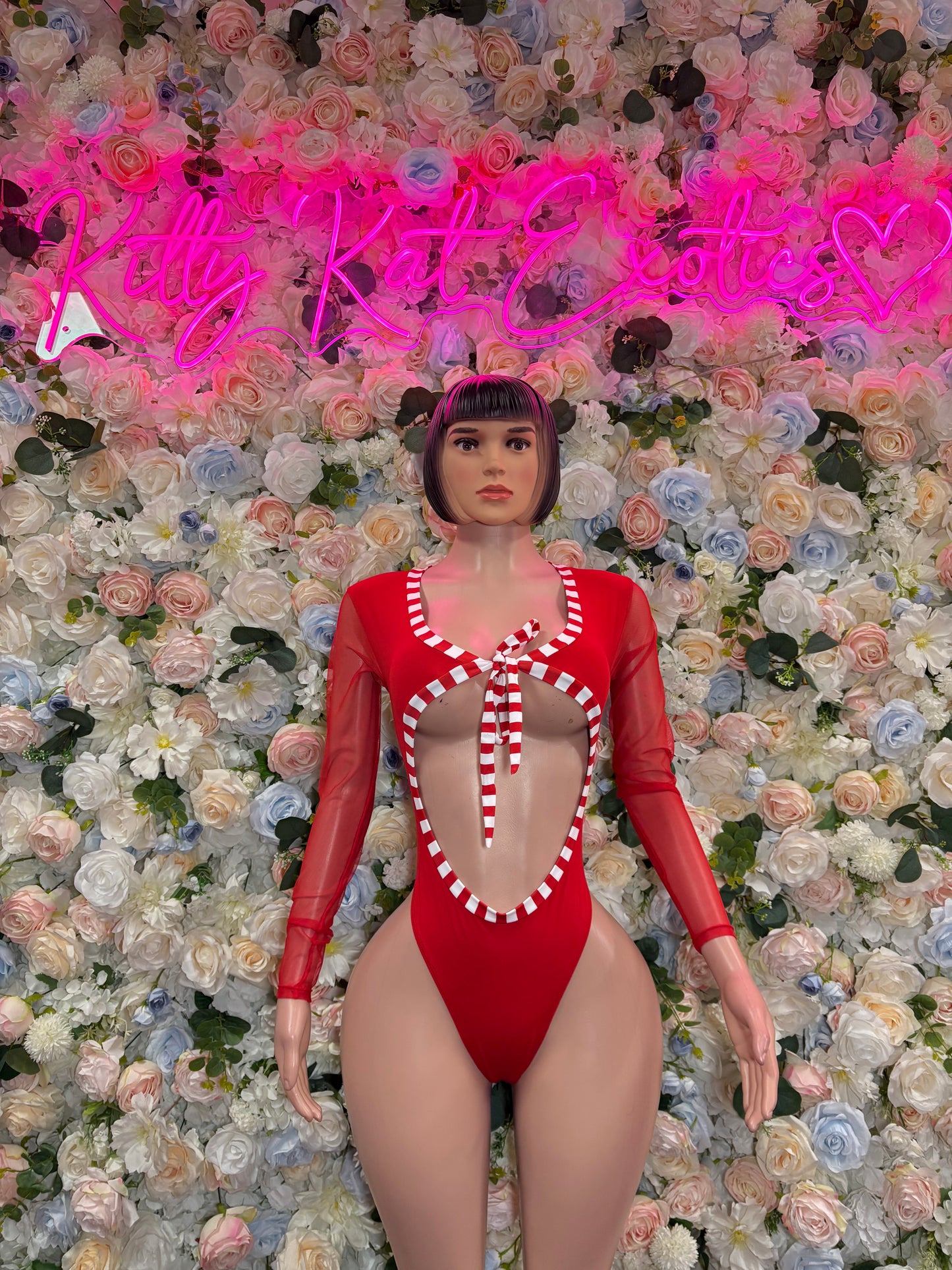 Bottlegirl Red & White  Bodysuit: Rave Outfit, Festival Clothing