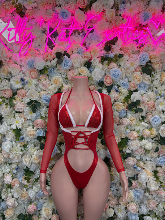 Bottlegirl Outfit Christmas Sexy Santa Bodysuit  Costume Santa Baby Outfit Bartender Dancewear