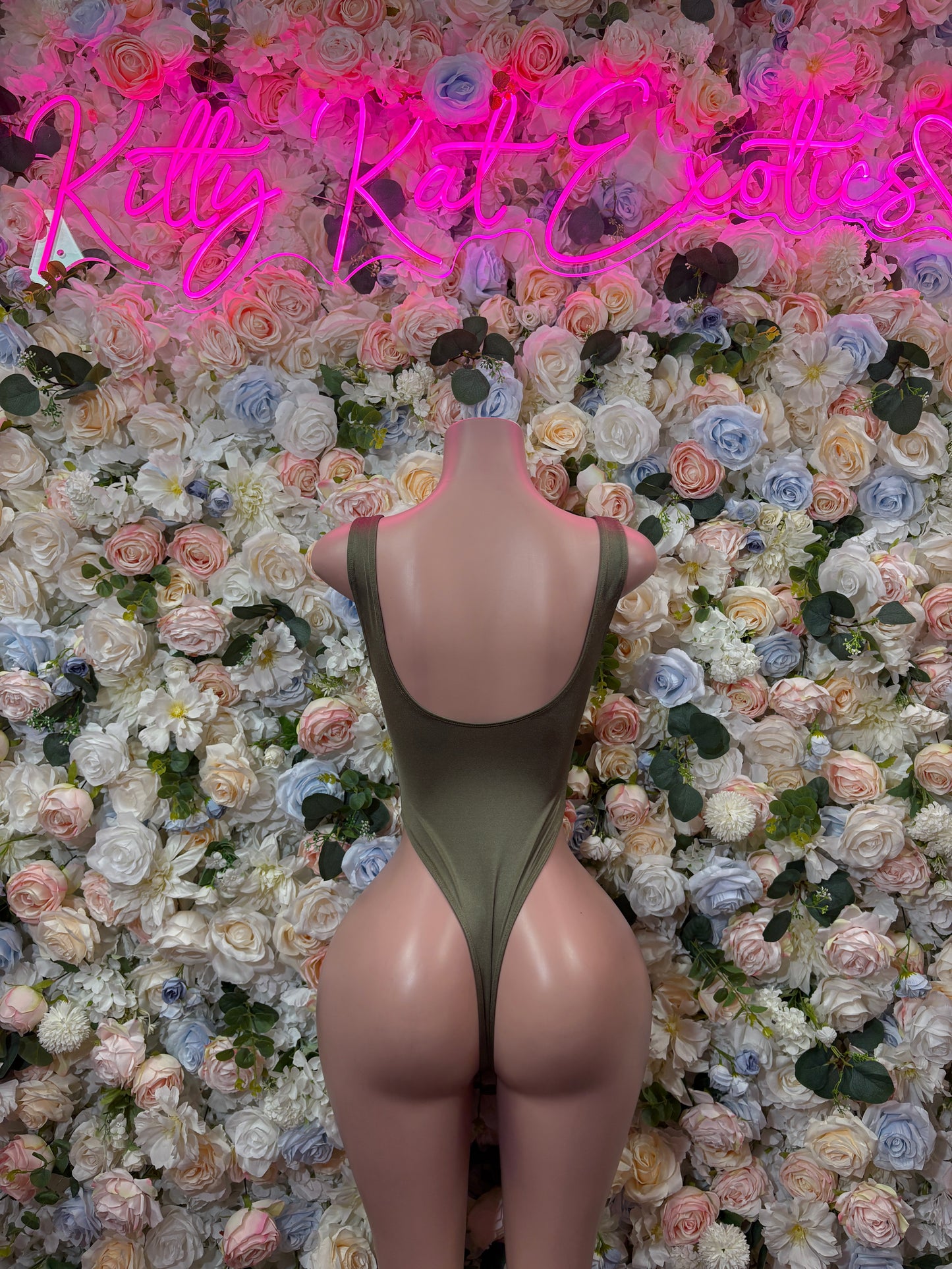Bartender Bodysuit Olive Fishnet Green One-Piece Ravewear Bottlegirl Outfit Clubwear