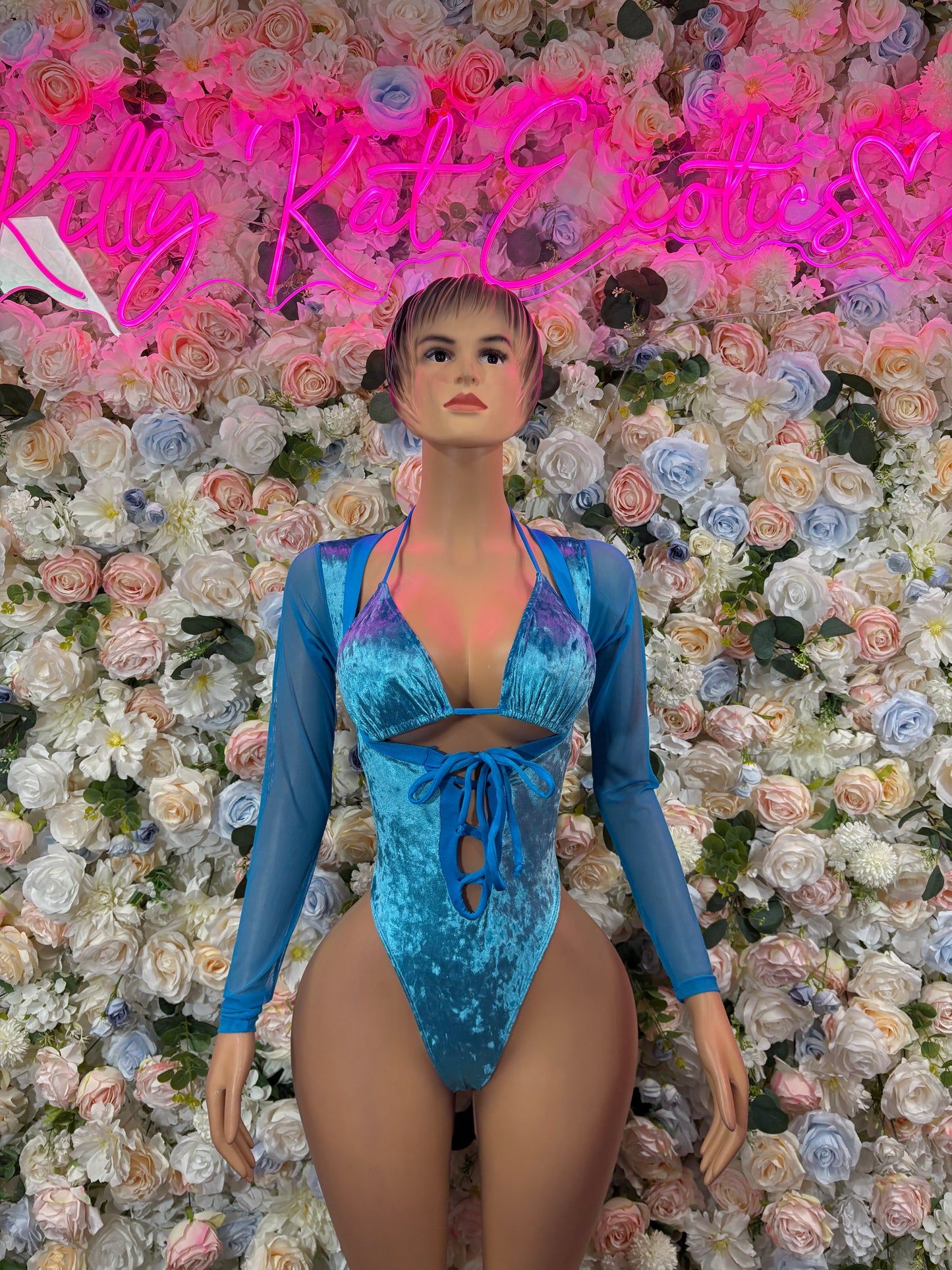 Bottlegirl Bodysuit Turquoise Velvet  - Bartender Luxury Design | Exotic Dancewear Festival Outfit Rave