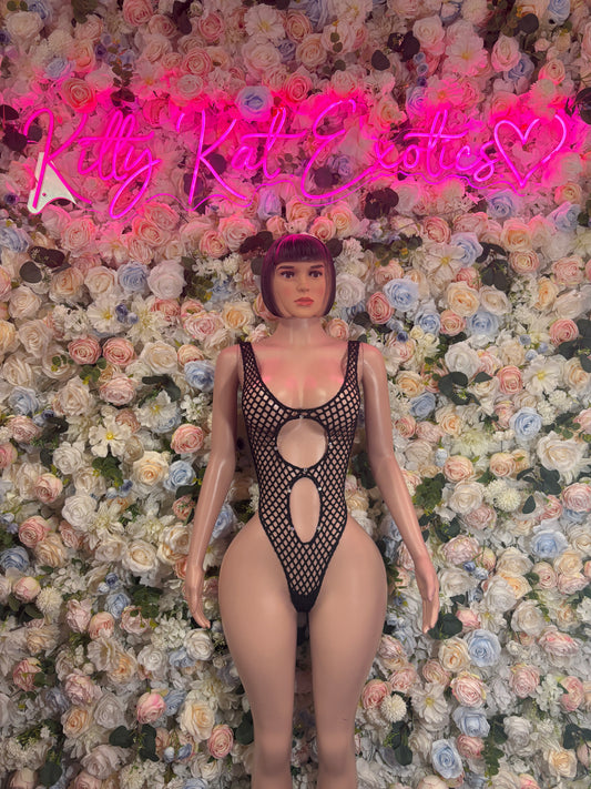 Bartender Bodysuit One Piece Fishnet  Black  -  Rave Outfit - Sexy Festival Outfit, Clubwear, Performance Costume, EDM Party Rave outfit