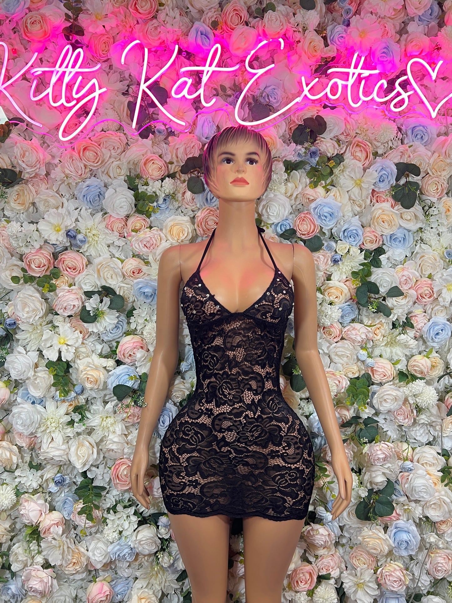 Black One Piece Dress - Sexy Date Night Club Dress | Rave Festival Exotic Dancewear Clubwear Bottle Girl Ravewear - KittyKatExotics