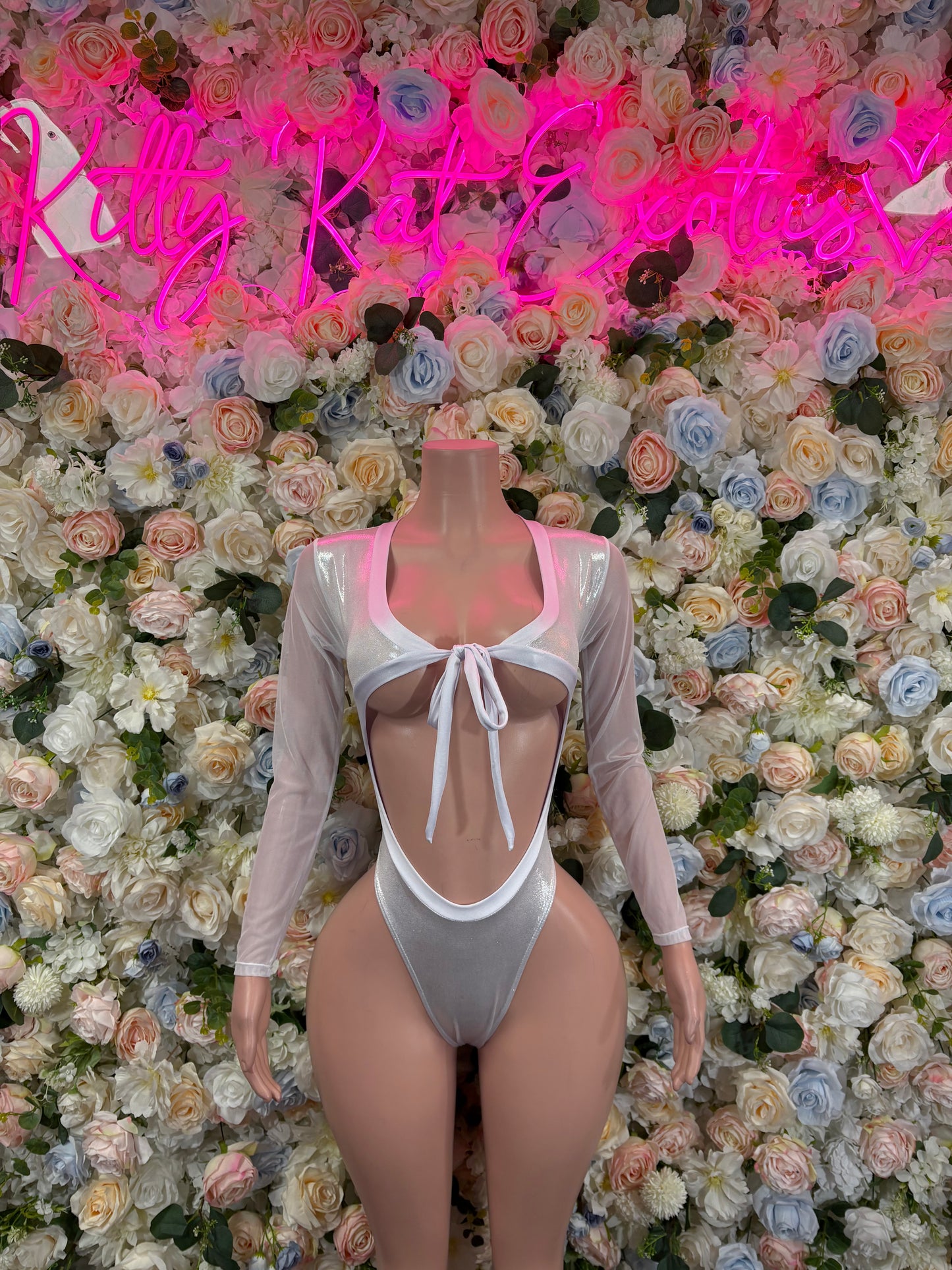 Bottlegirl Bodysuit One-Piece Bodysuit Silver Metallic – Exotic Dancewear Festival wear Rave Outfit