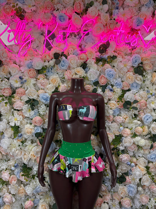 Christmas Costume Two Piece Skirt Set - Holiday Design | Exotic Dancewear for Performers, Bottlegirl