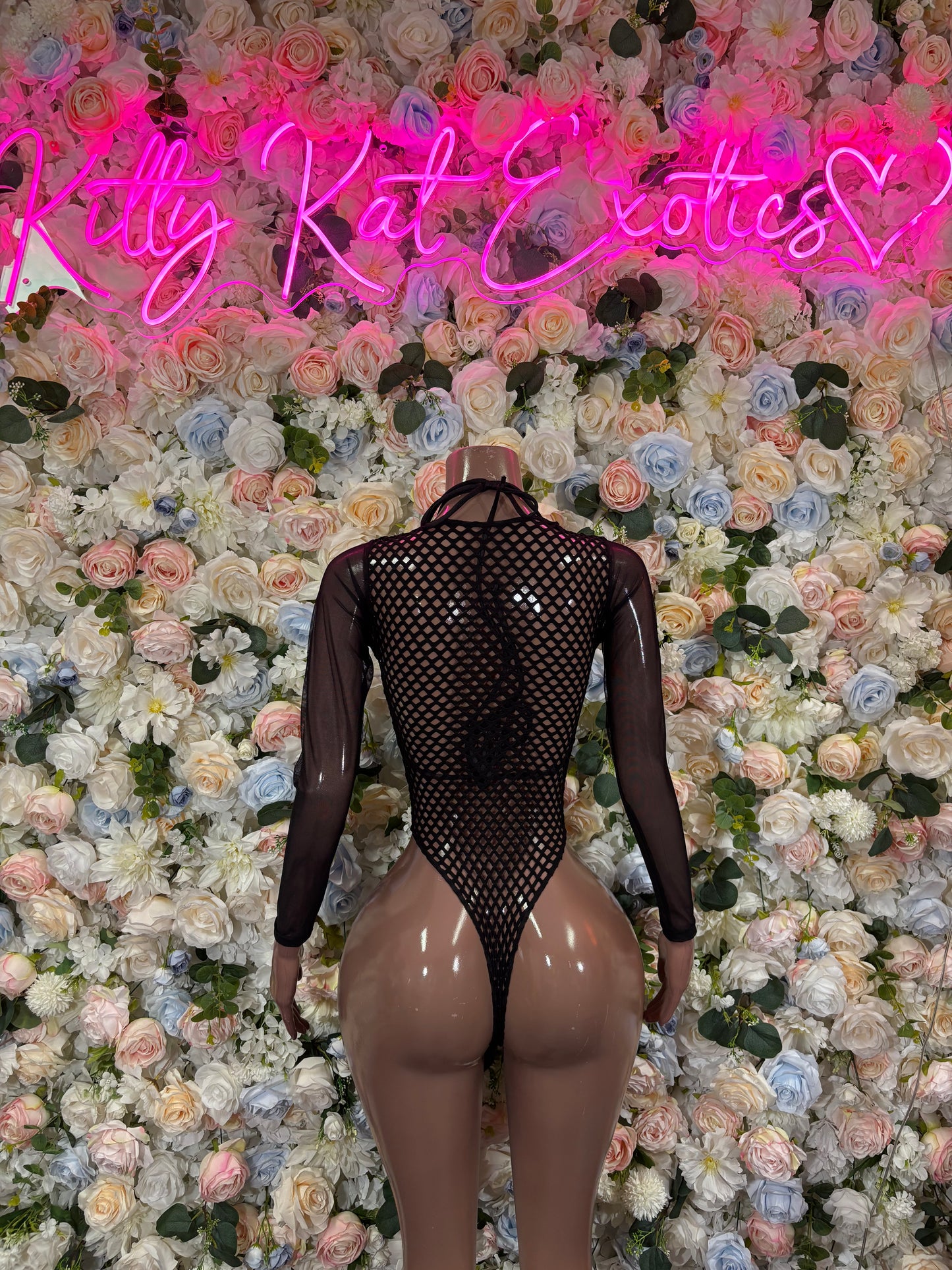 Black Fishnet Bottlegirl Bodysuit - Women’s Exotic Dancewear, Bartender Costume & Rave Clubwear