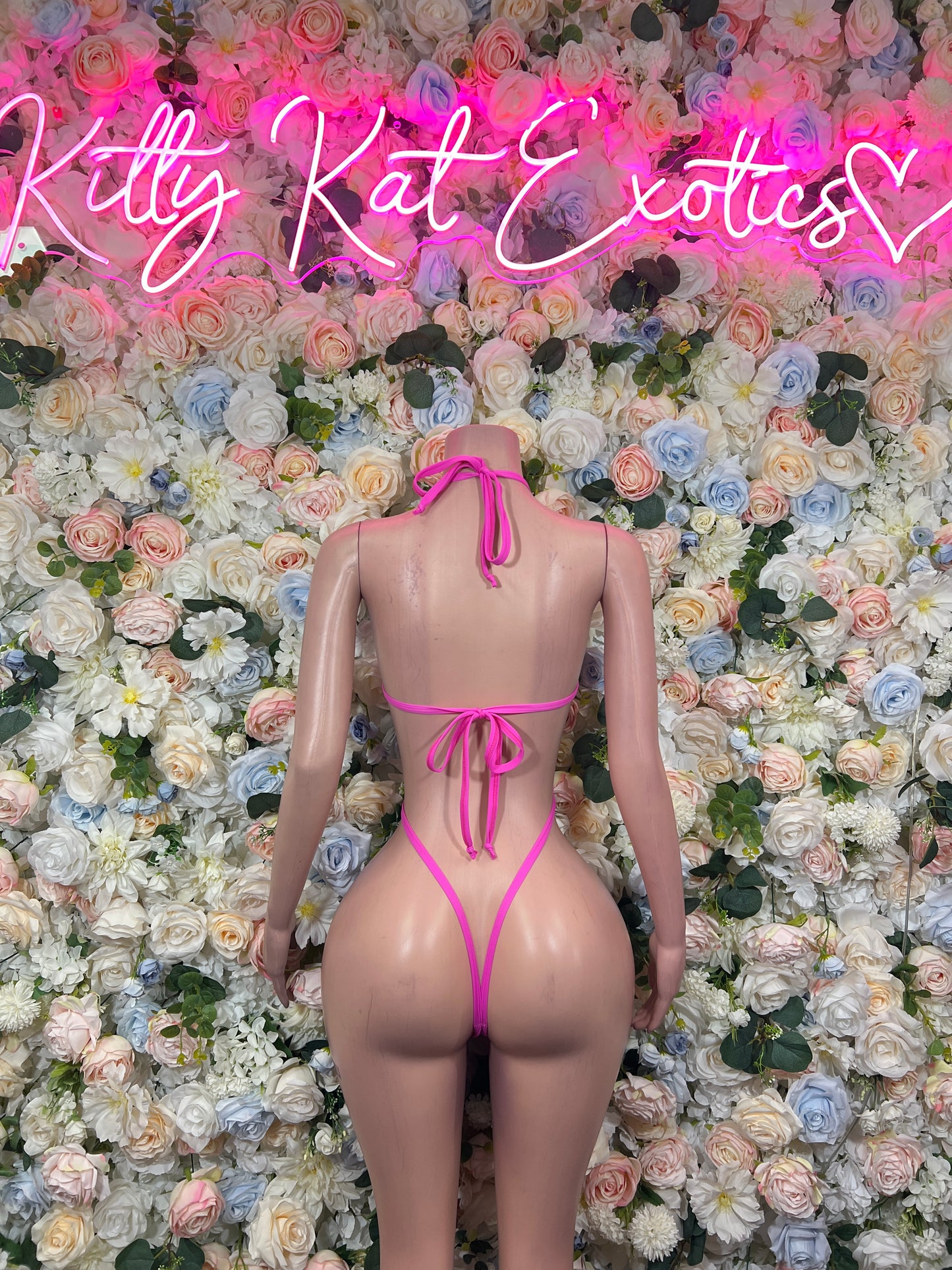 Hot Pink Holographic Metallic Cutout Halter Bodysuit Rave Festival