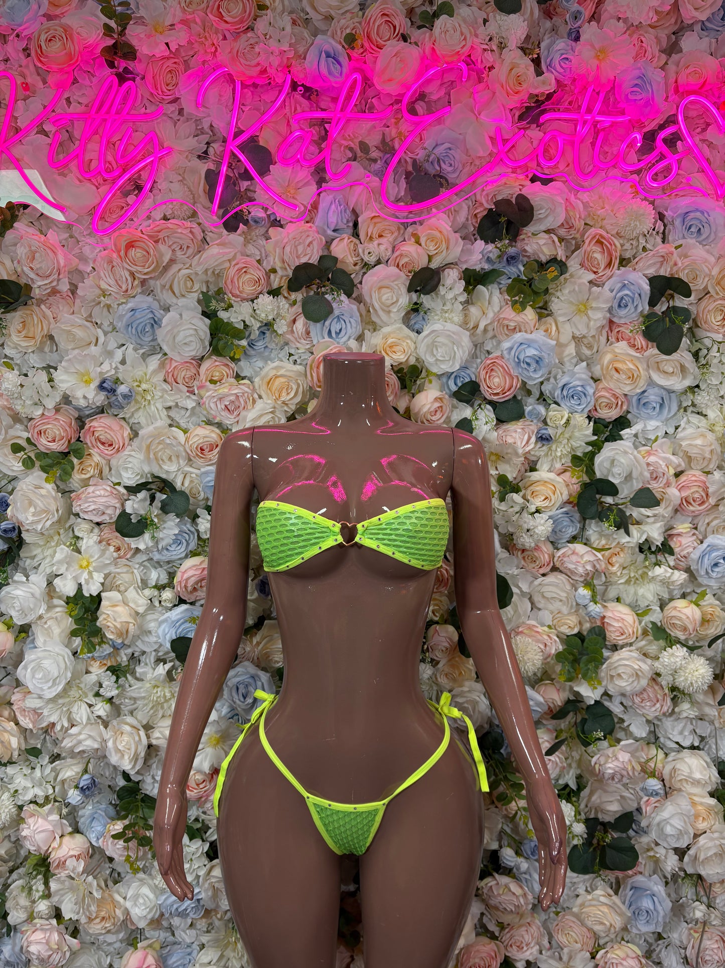 Neon Green Bikini - Two Piece Exotic Dancewear Rave Festival Outfit