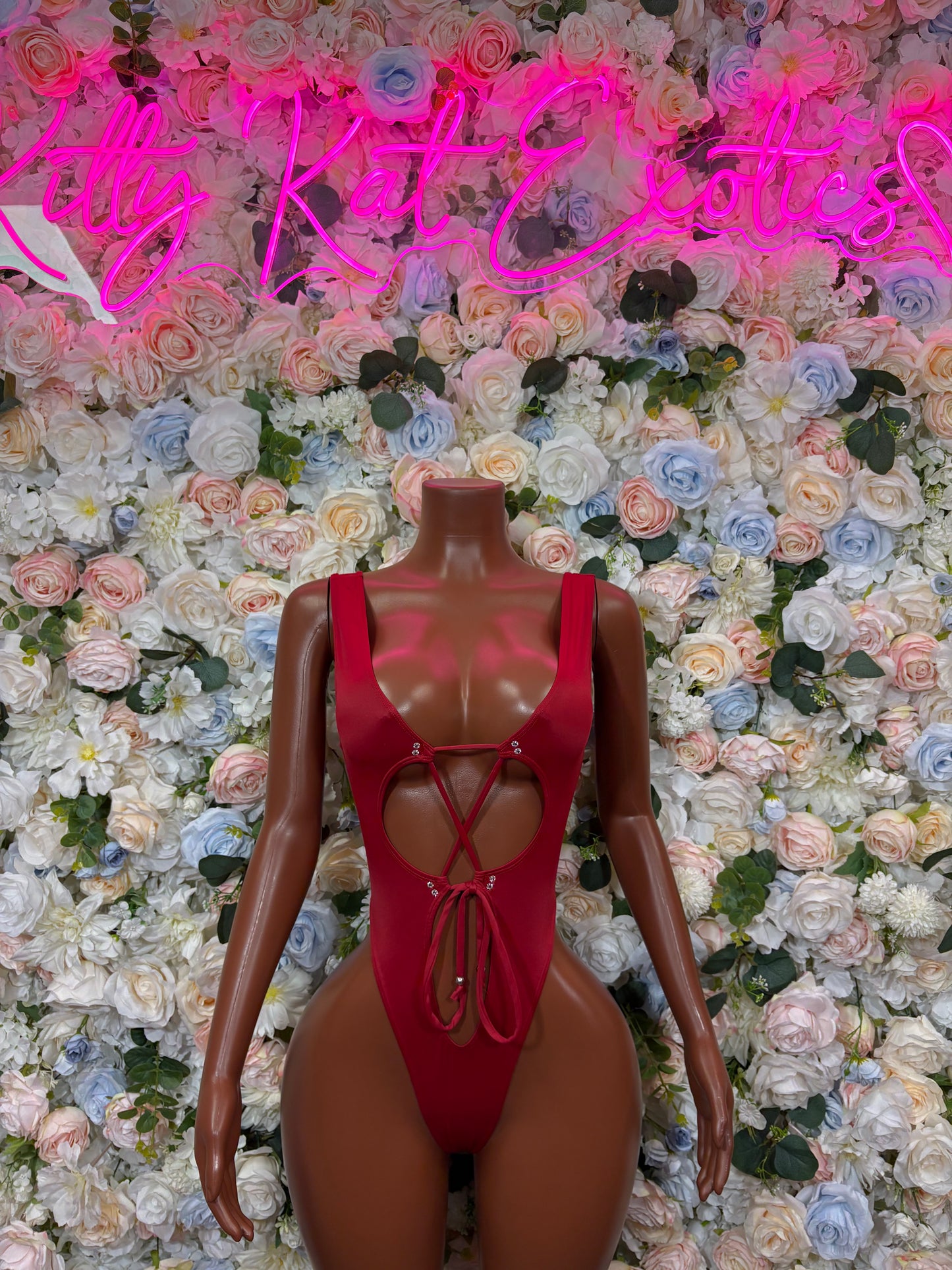 Red Bodysuit Rave Festival Outfit Women - Exotic Dancewear Stripper Clubwear Bottle Girl Ravewear