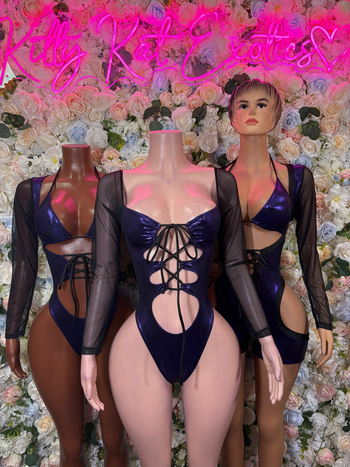 Bottlegirl Purple Metallic One-Piece Bodysuit Rave Outfit Exotic Dancewear Festival
