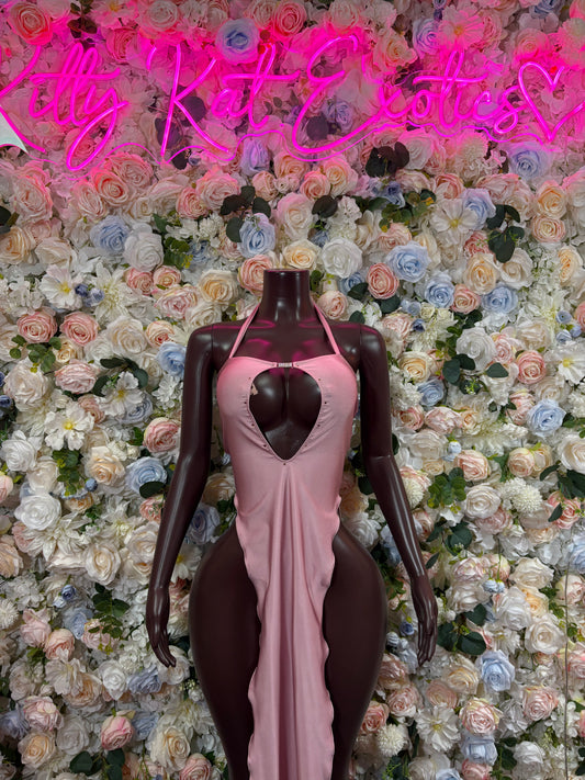 Rose Pink Gown - Elegant Exotic Dancewear, Formal Evening Dress, Date Night Maxi Gown