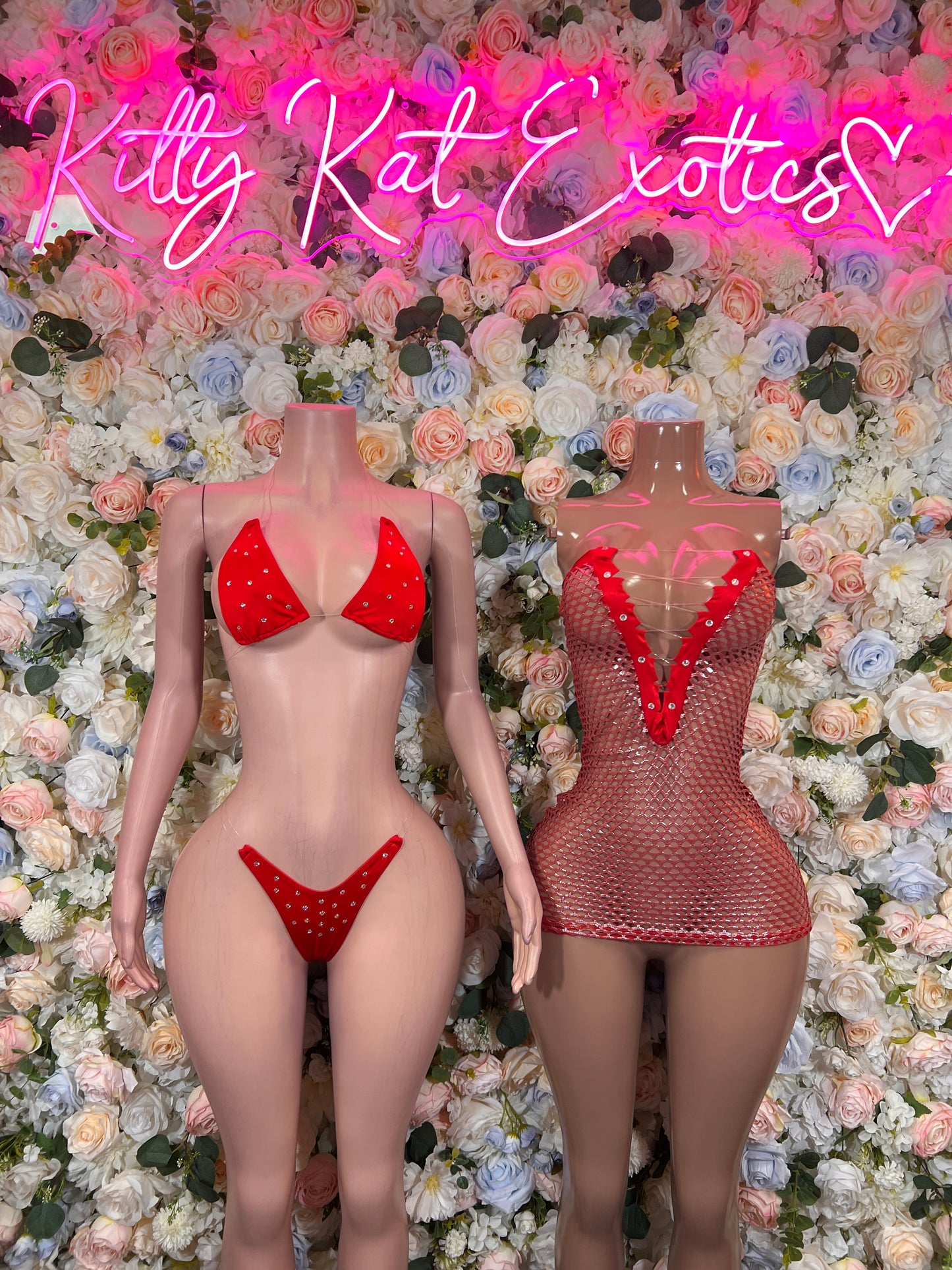 Red Fishnet Dress , Rave Wear