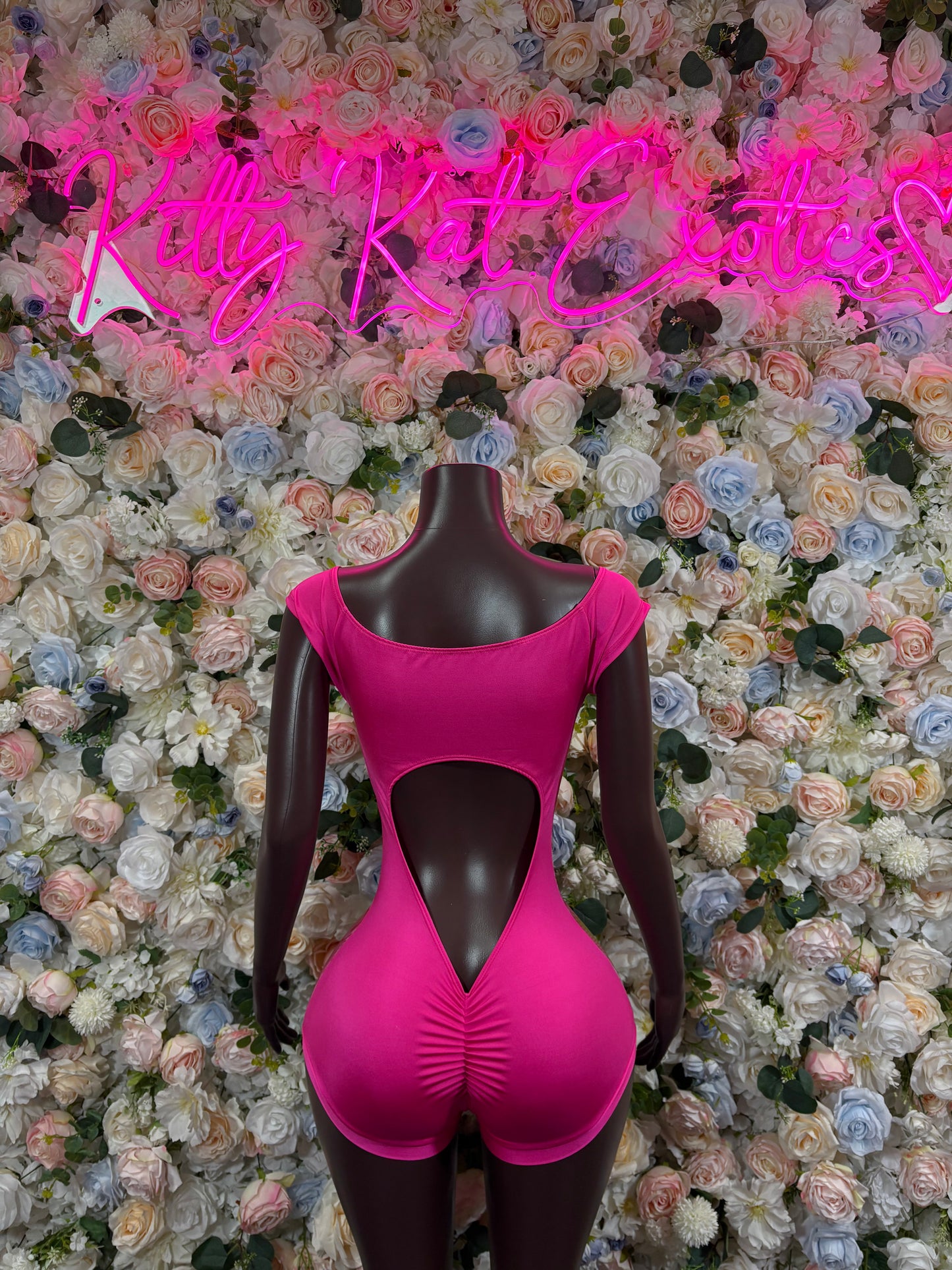 Bottlegirl Outfit One-Piece Pink Metallic Print Bodysuit - Hologram Design | Exotic Dancewear for Performers, Raves