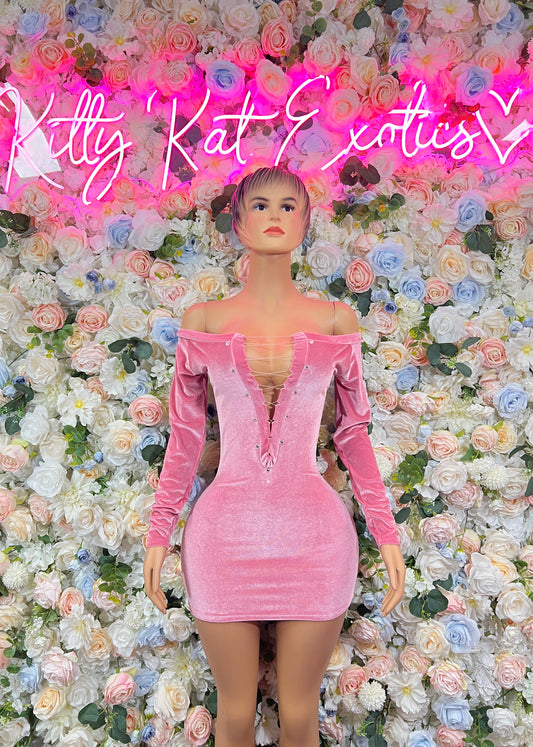 Valentines Women’s Dress Pink Velvet Dress Exotic Dancewear, Party Outfit Dinner Dress