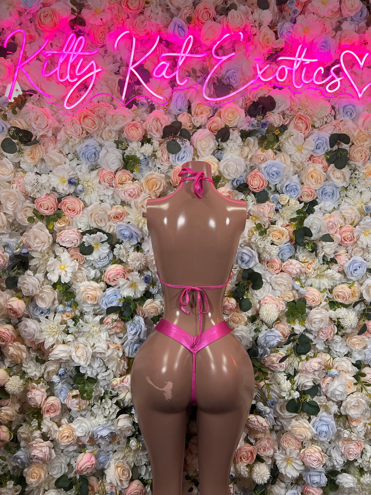 Pink Metallic Bikini Two Piece Dancewear Rave Wear Festival Outfit Clubwear Women’s Clothing