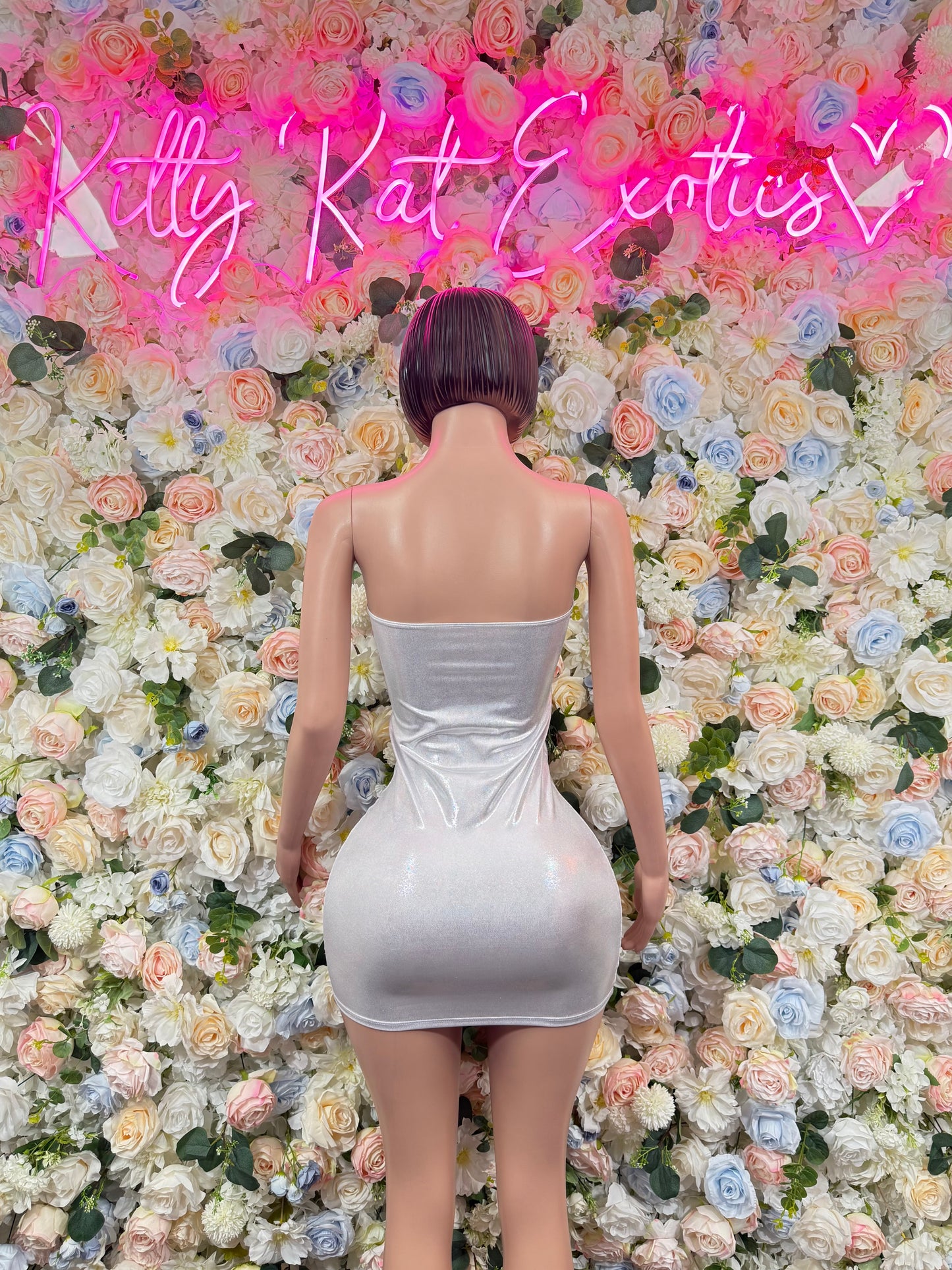 Dress White Metallic - Dress Exotic Dancewear for Performers, Raves, & Festival Clothing