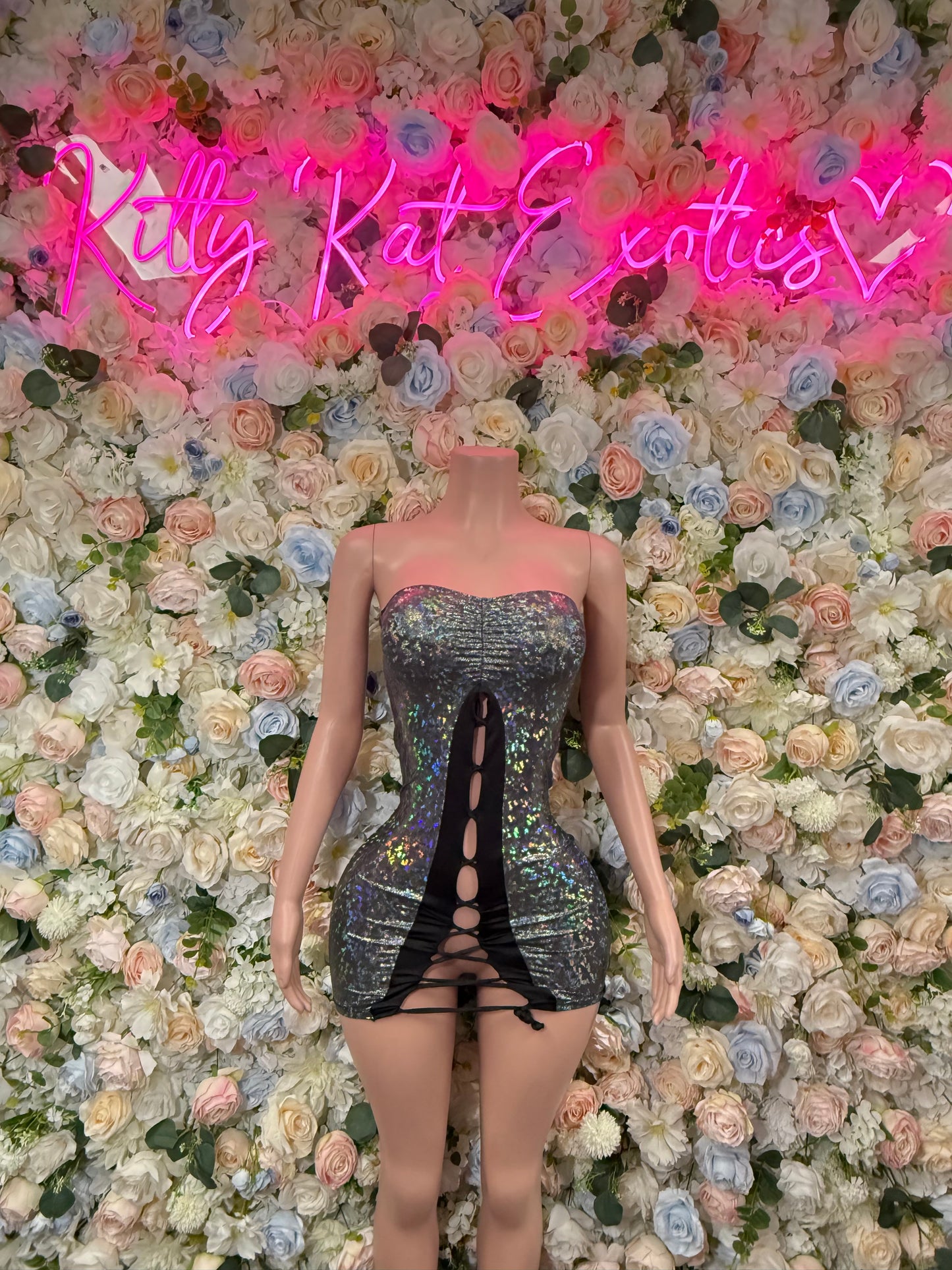 New Year’s Eve Rave Dress Black Metallic Hologram Women’s Bodysuit Exotic Dancewear  Costume Holiday Dress