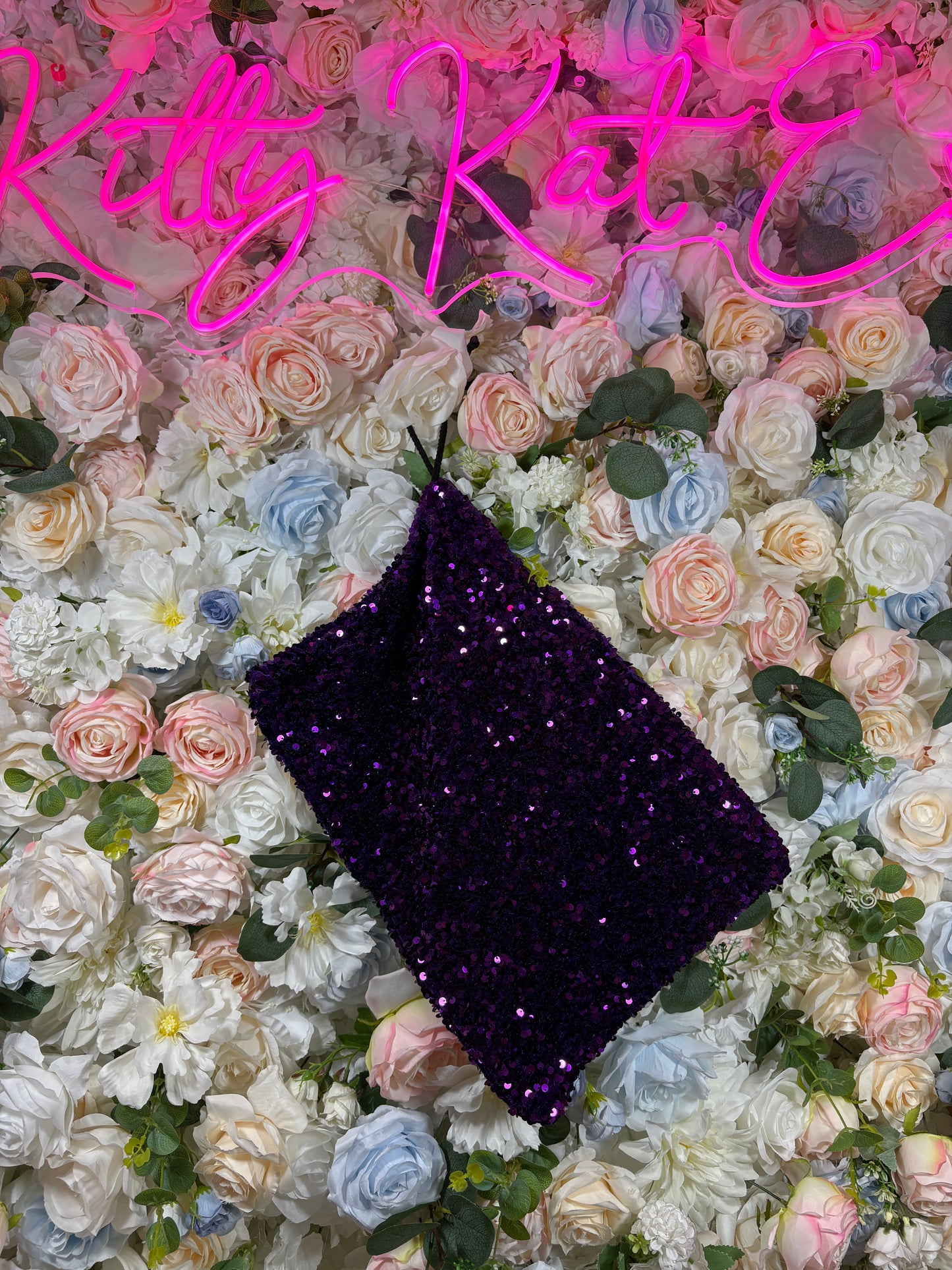 Purple Sequence Money Bag