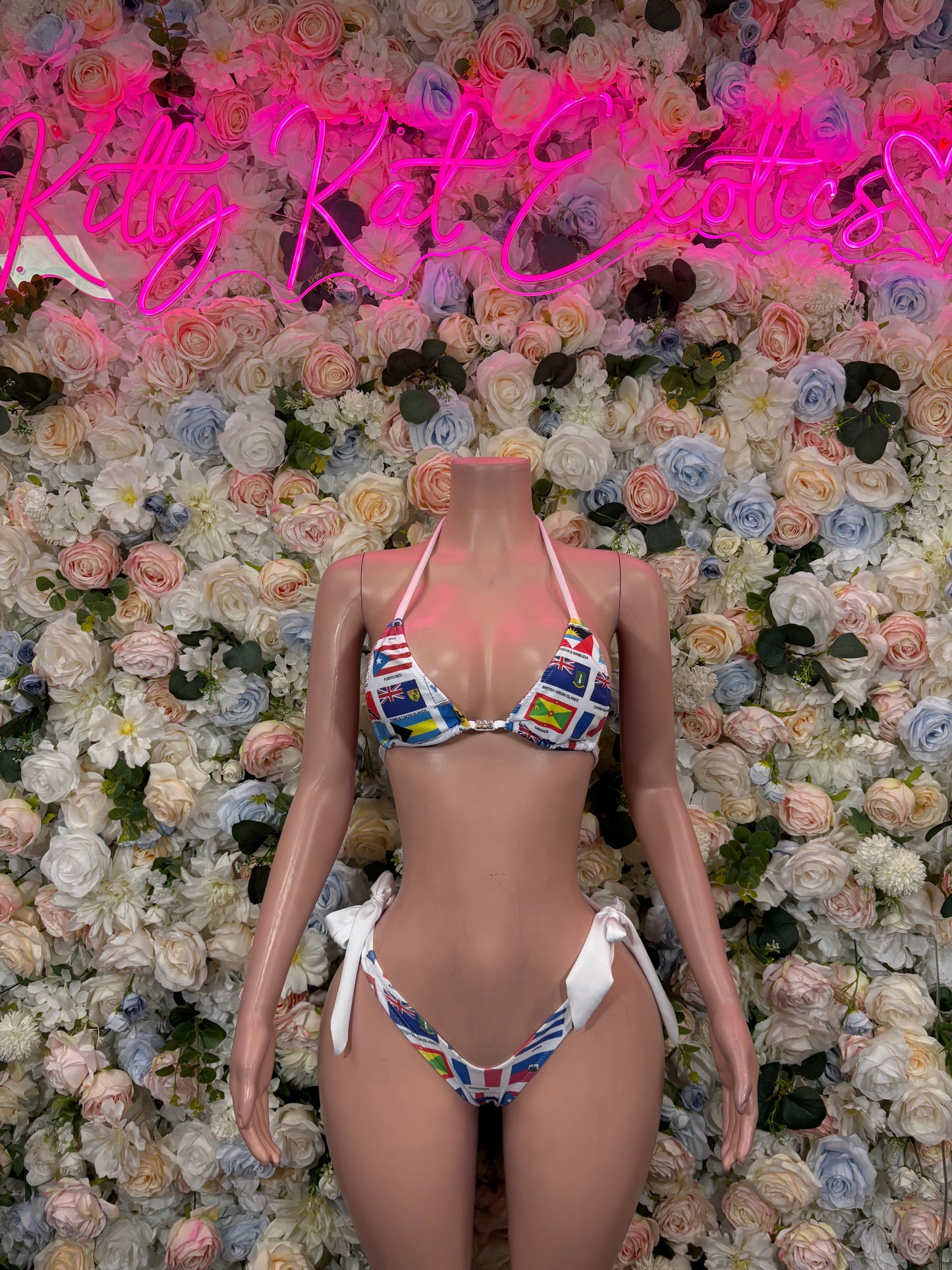World Flags Two Piece Bikini Set  Festive Two Piece Swimsuit Outfit for Party, Parade, or Beach Festival Wear