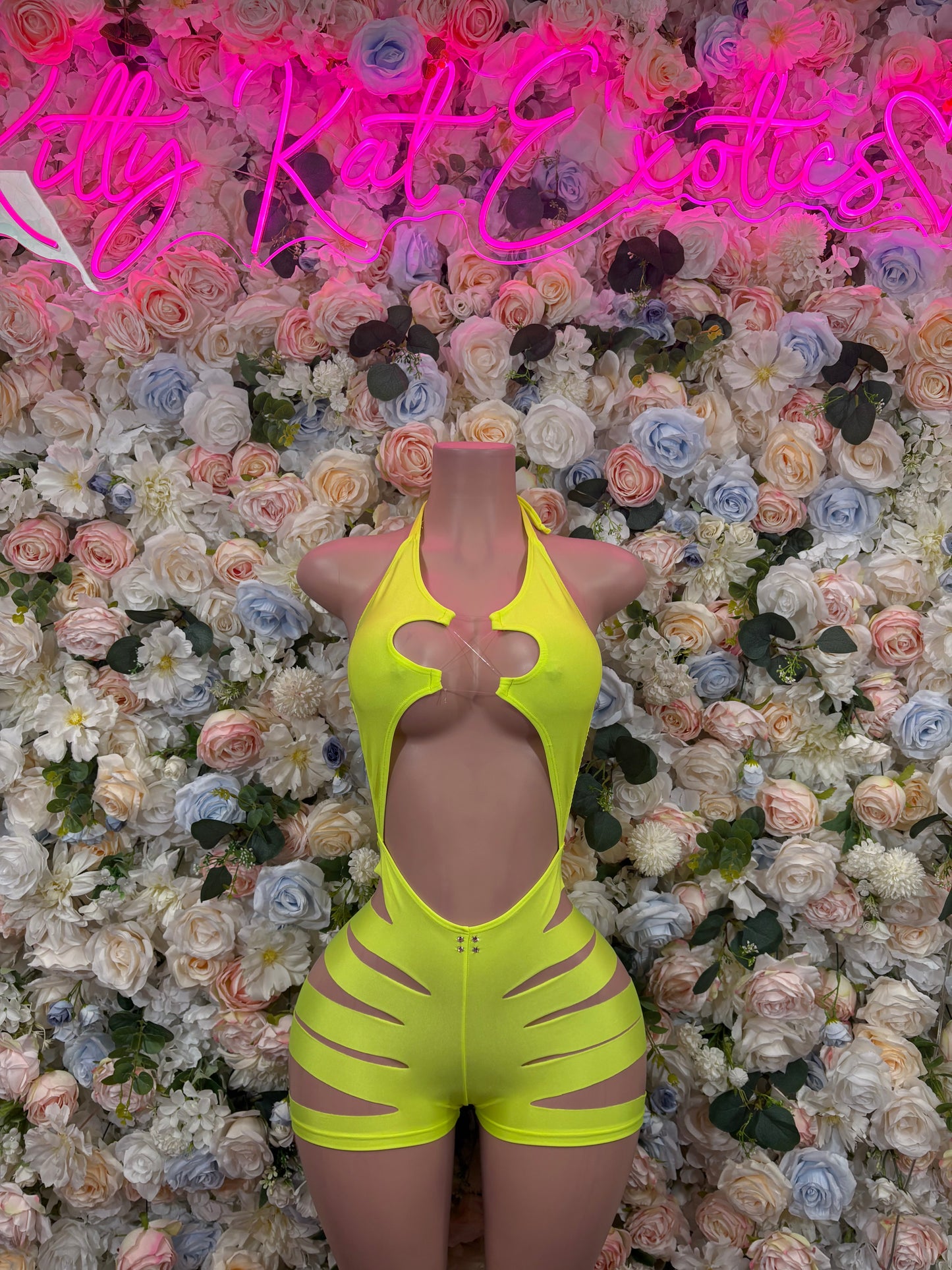 Exotic Dancewear One-Piece Bodysuit - Neon Green Raves, & Festival Clothing