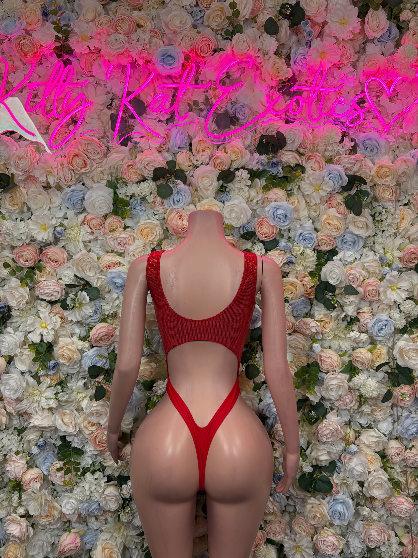 Red Bodysuit Rave Festival Outfit Women - Exotic Dancewear Stripper Clubwear Bottle Girl Ravewear