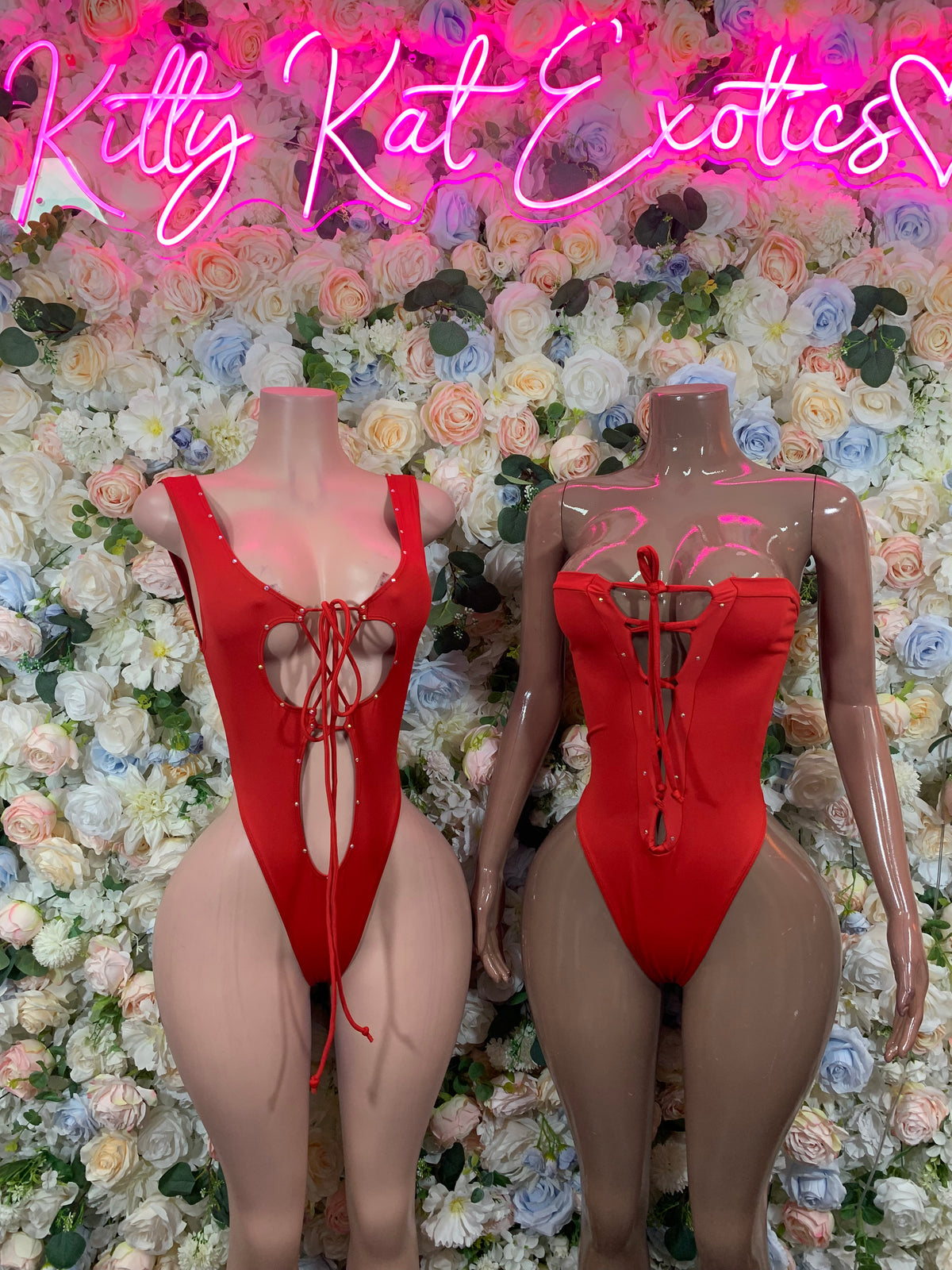 Bottlegirl Red Bodysuit - Bottle Service Outfit Bartender Rave Festival Clubwear One Piece Dancewear