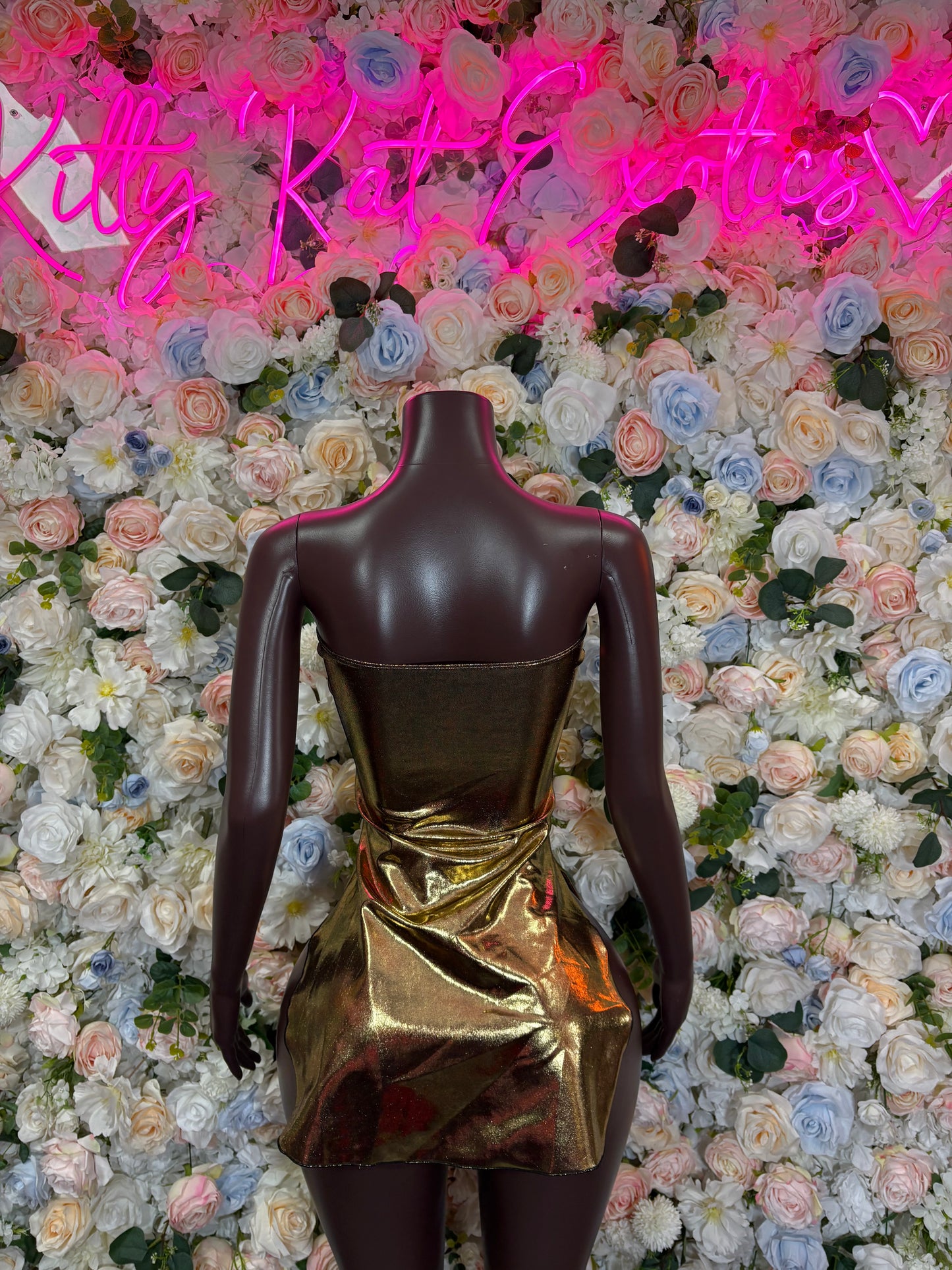 Exotic Dancewear New Years Eve Dress Gold Metallic Bottle Service Bartender Outfit VIP Clubwear