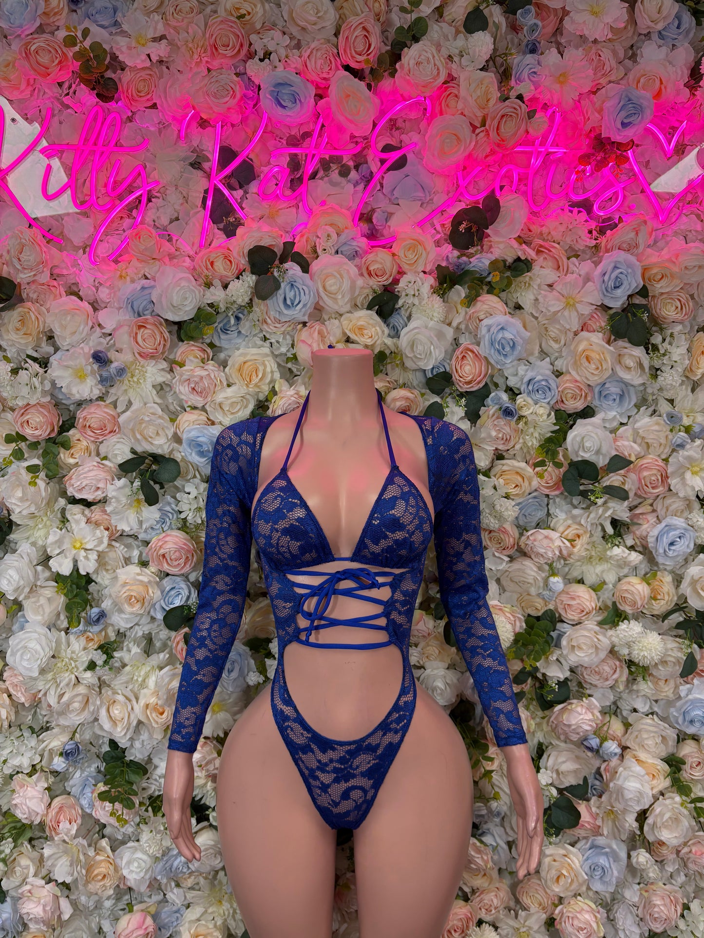 Bottlegirl Outfit Blue Lace Bodysuit - One Piece Festival Outfit, EDM Dancewear, Party Clubwear