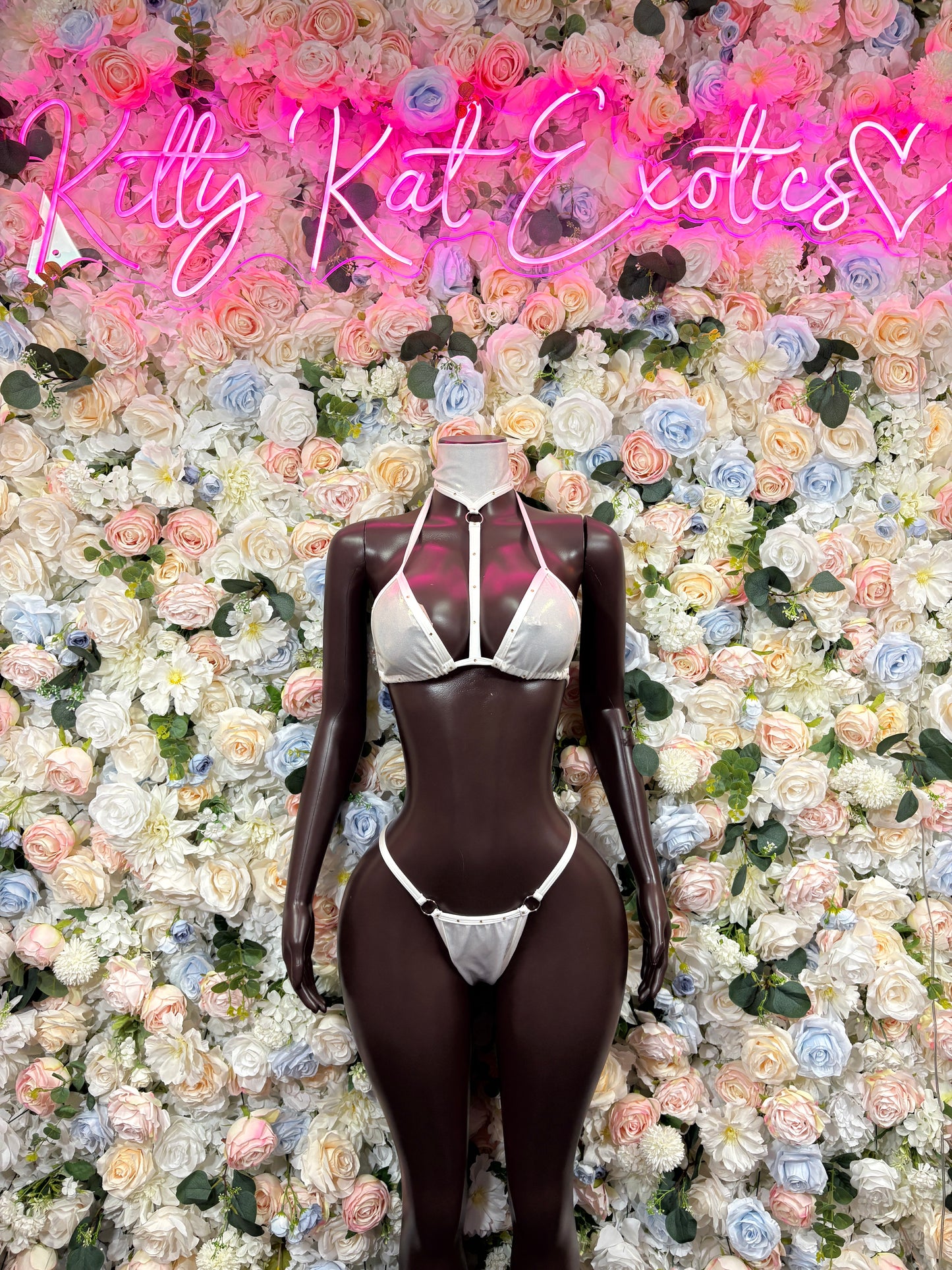 Silver Metallic Two Piece Festival Bikini - Rave Outfit, Exotic Dancewear, Summer Outfit