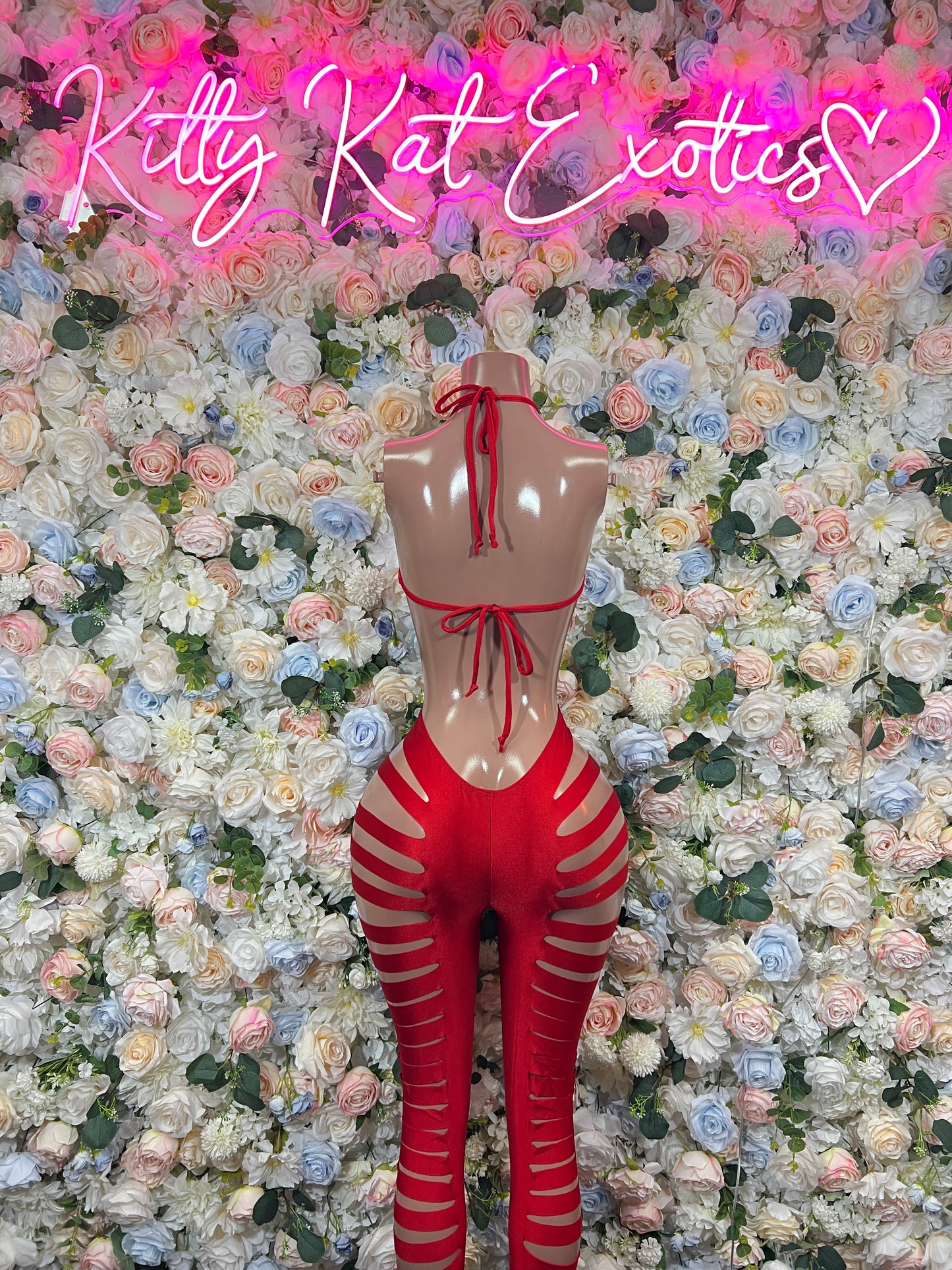 Red Bottlegirl Cutoff One-Piece Bodysuit - Custom Design | Exotic Dancewear for Bartenders, Rave Outfits Clubwear