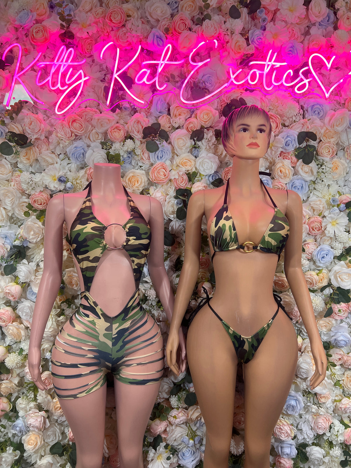 Camouflage Halloween Bottlegirl Two Piece Set – Camo Bikini Costume, Exotic Dancewear & Rave Outfit