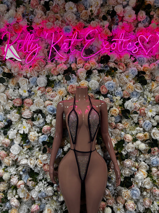 Black Fishnet Slingshot  Festival Outfit